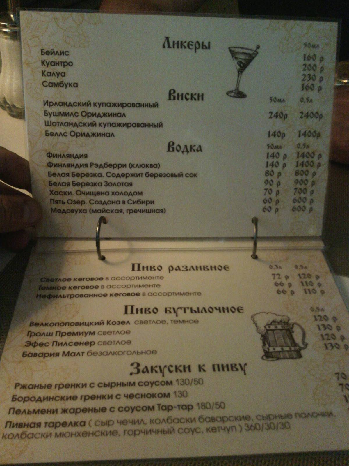 Хмель меню