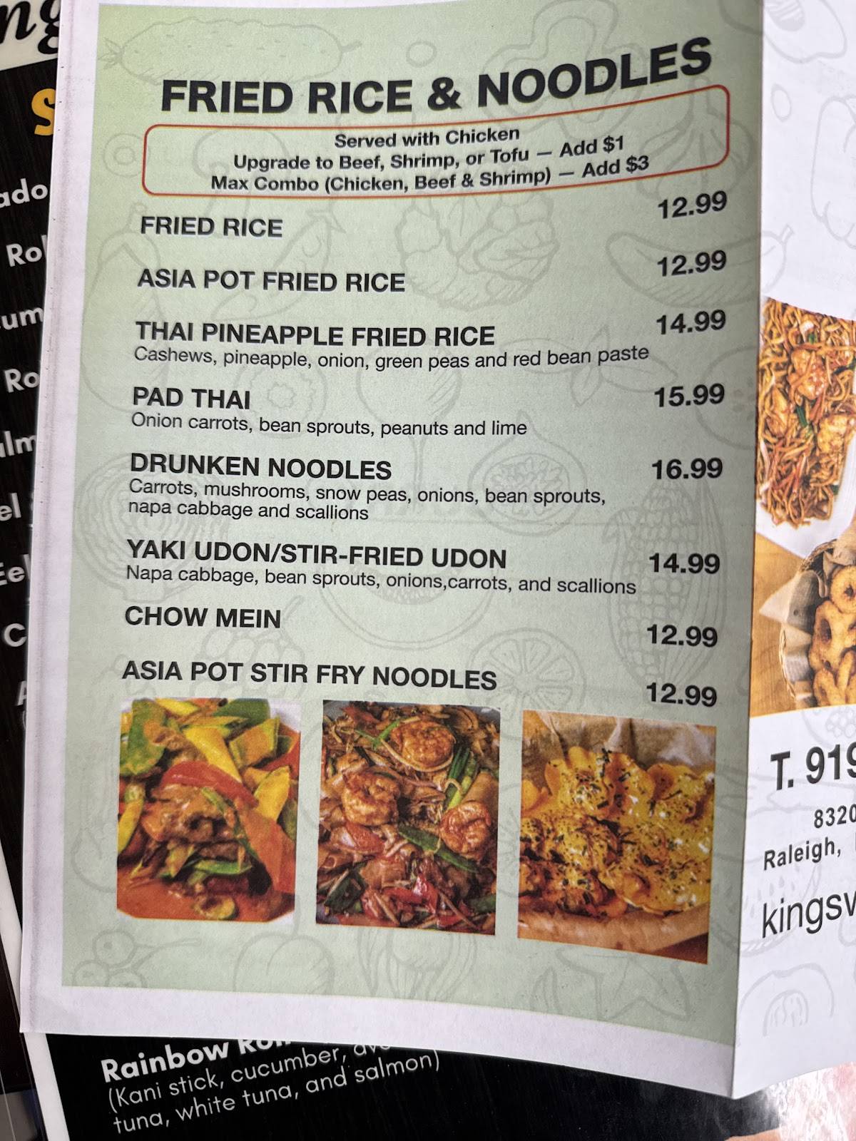 King's Wok (Hibachi+Asian Restaurant Raleigh) меню