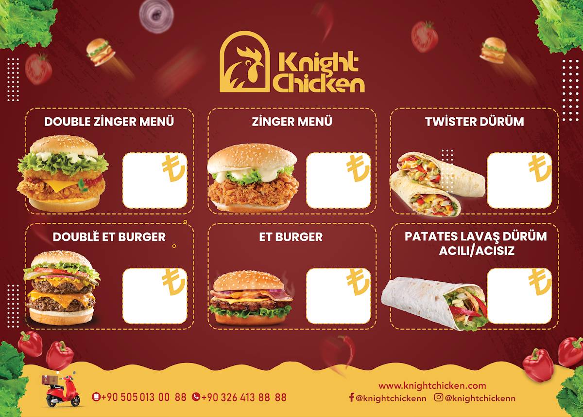 Knight chicken меню