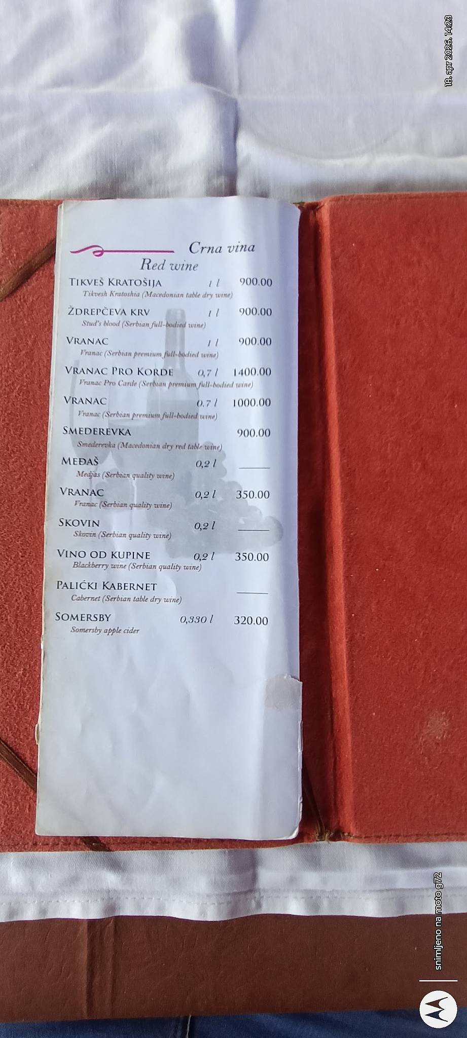 Korner меню