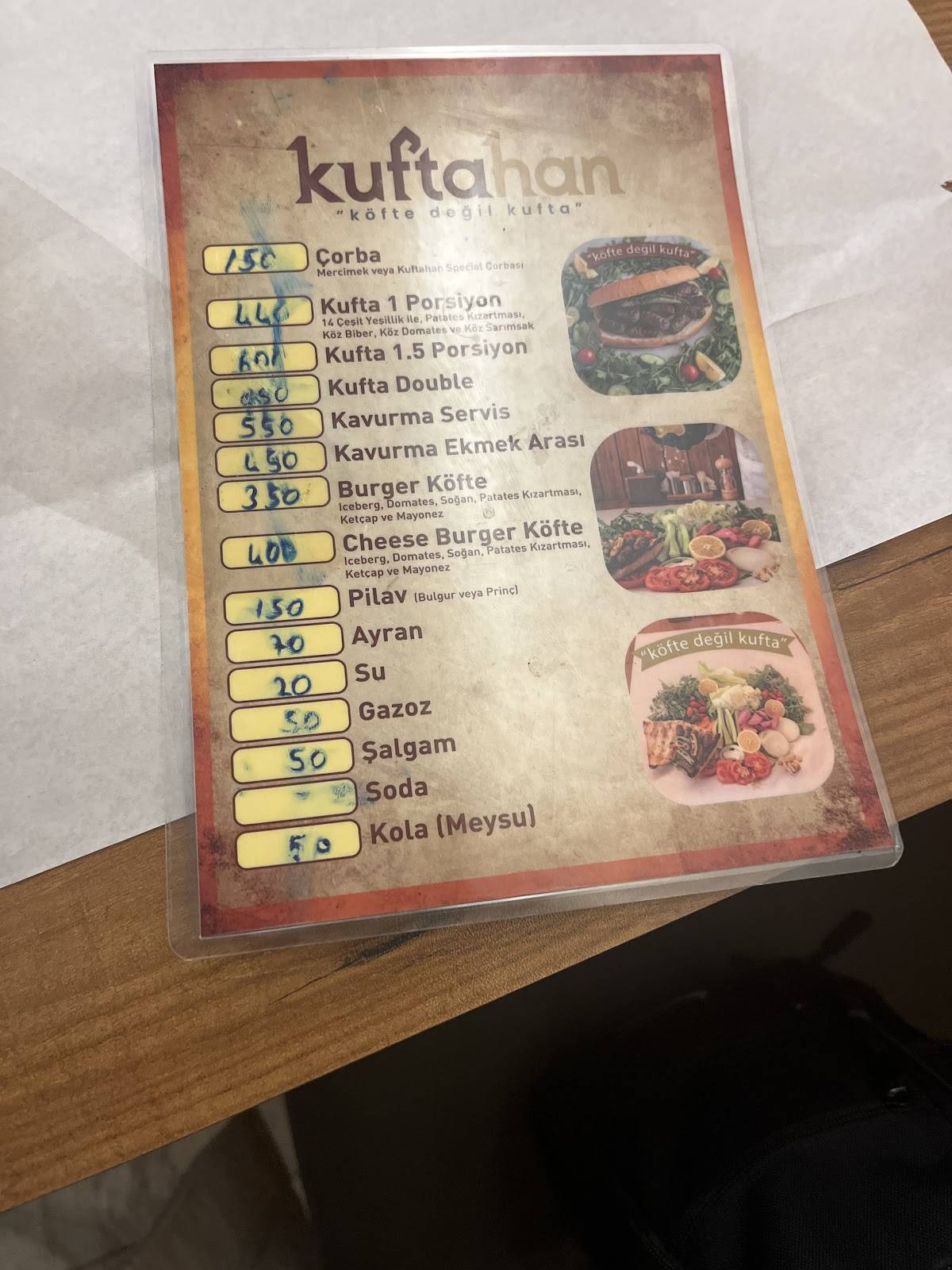 Kuftahan меню