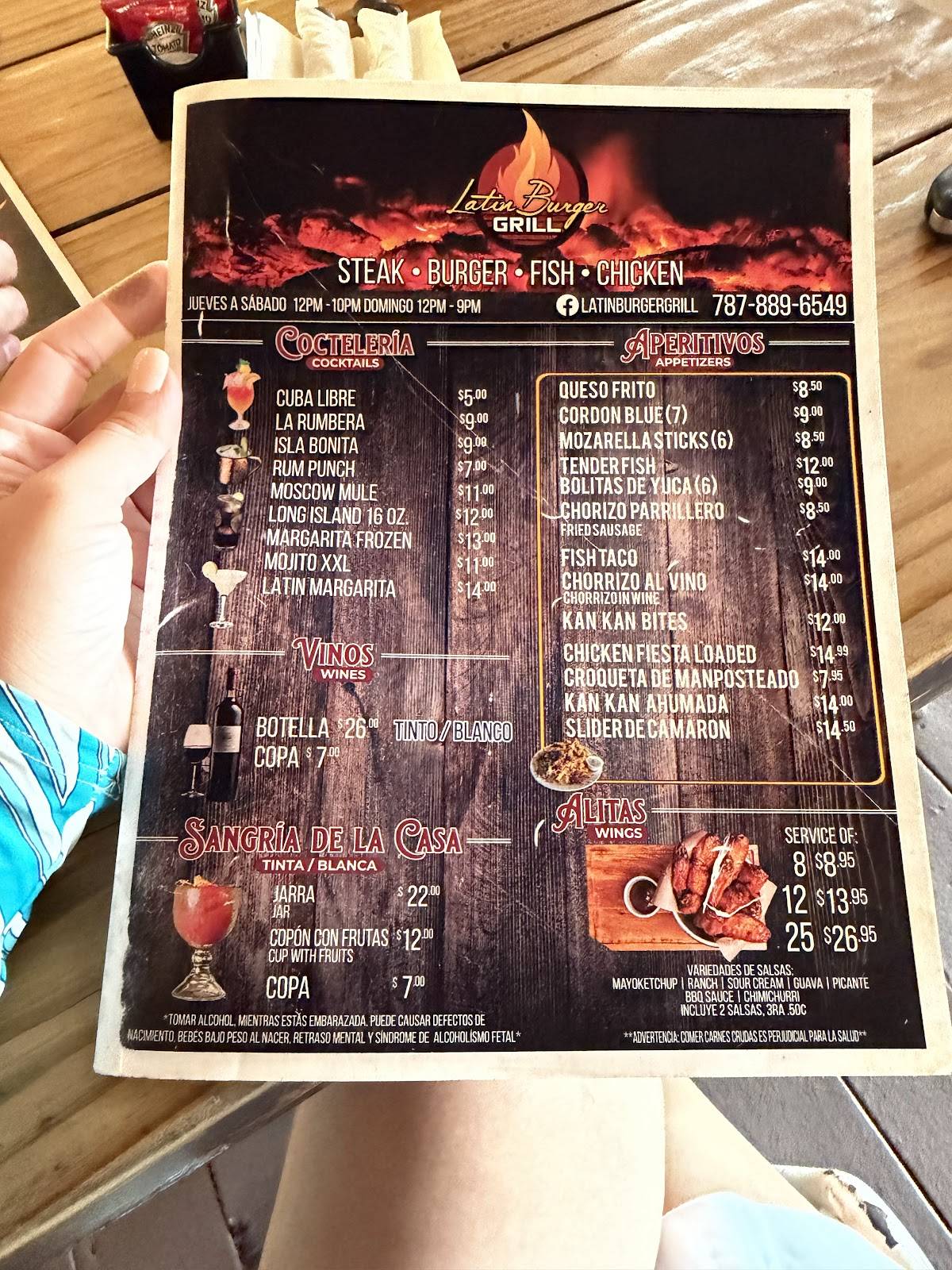 Latin Burger Grill меню