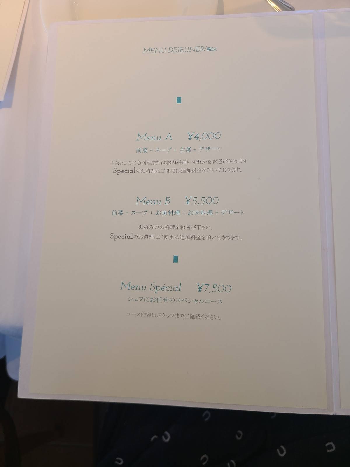 L'Equation меню