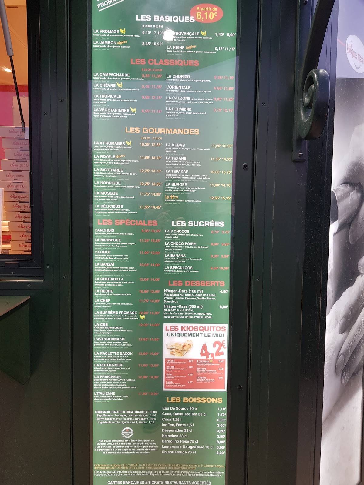Le Kiosque à Pizzas Rodez меню