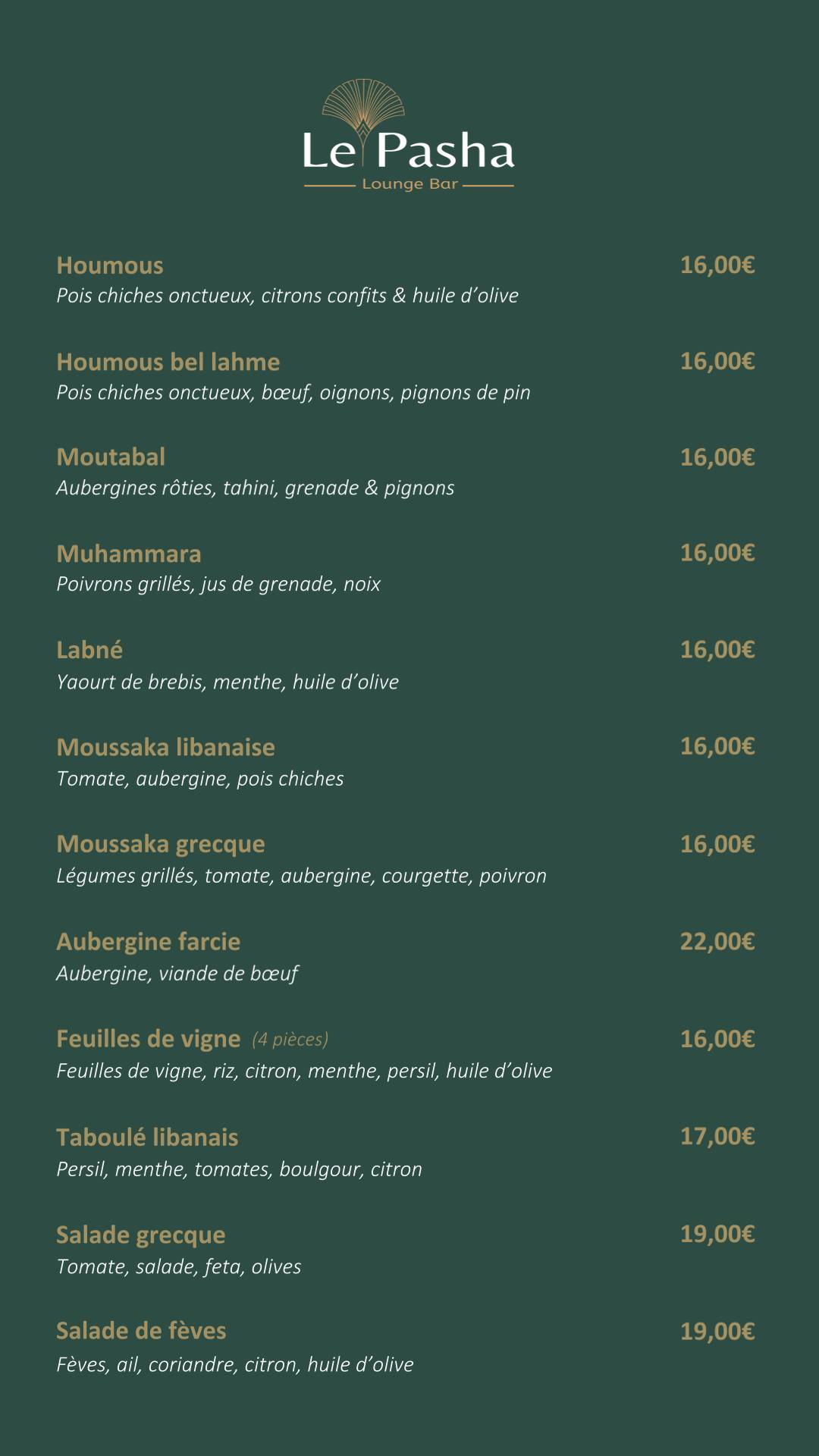 Le Pasha меню