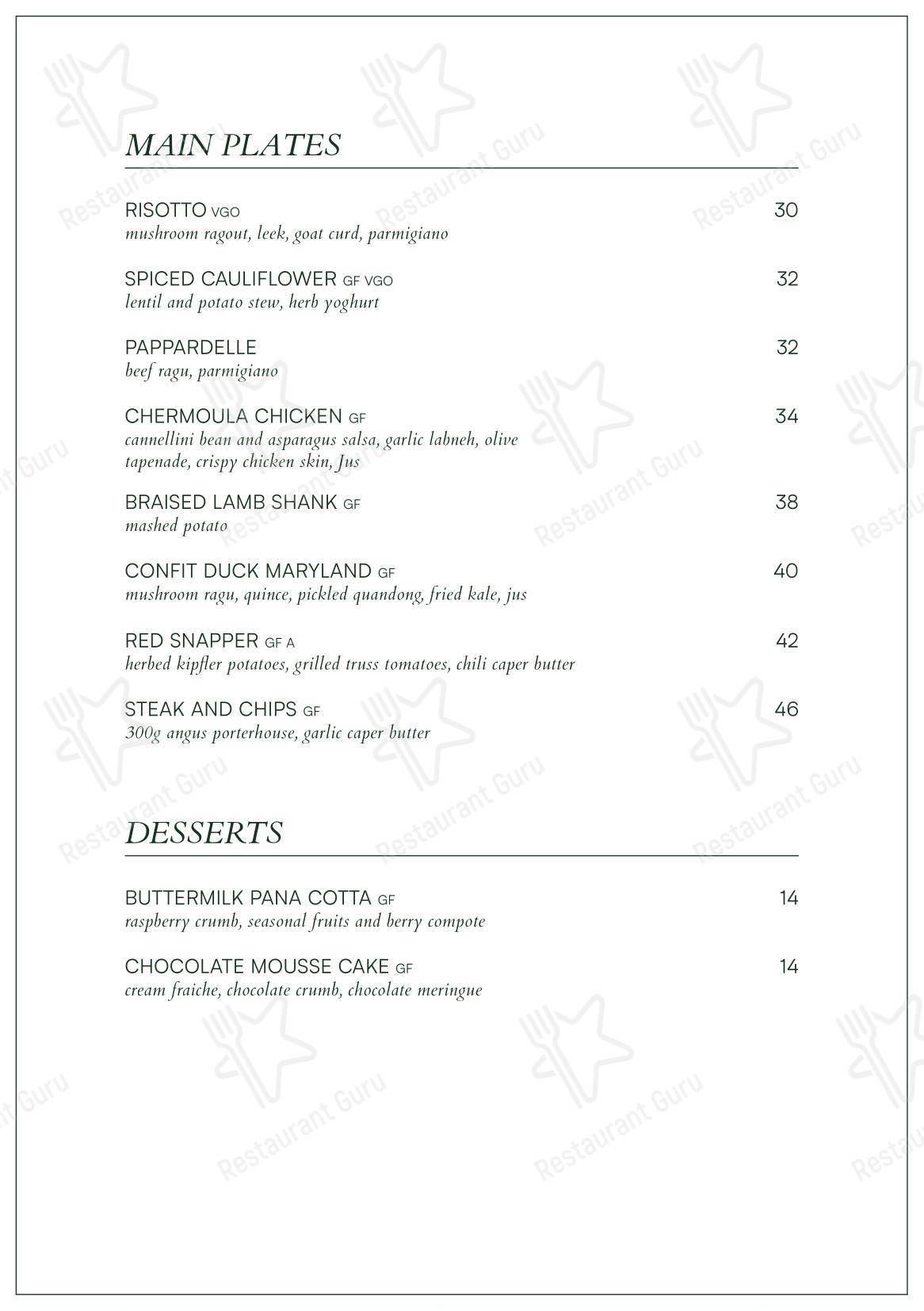 Меню ресторана Level One Restaurant @ Electra House Hotel - Меню