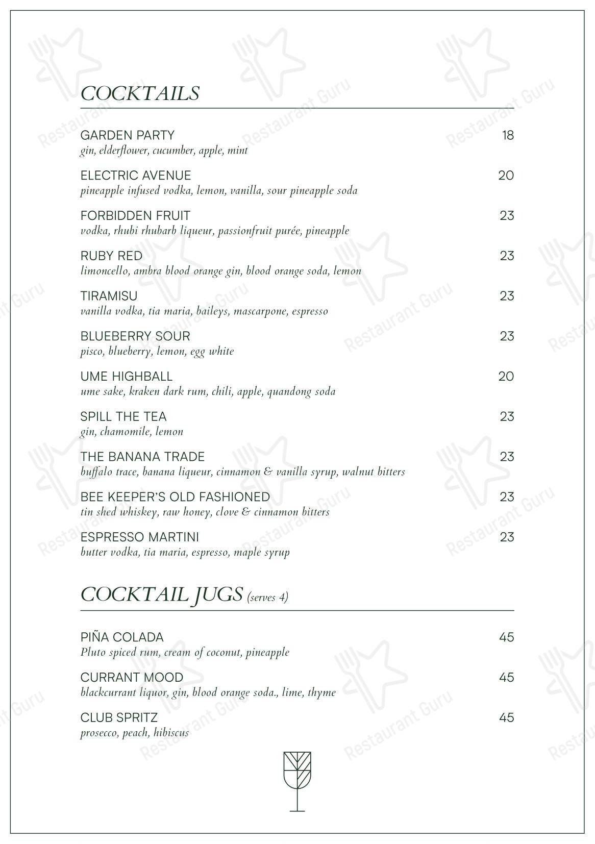 Level One Restaurant @ Electra House Hotel в Аделаиде - Меню