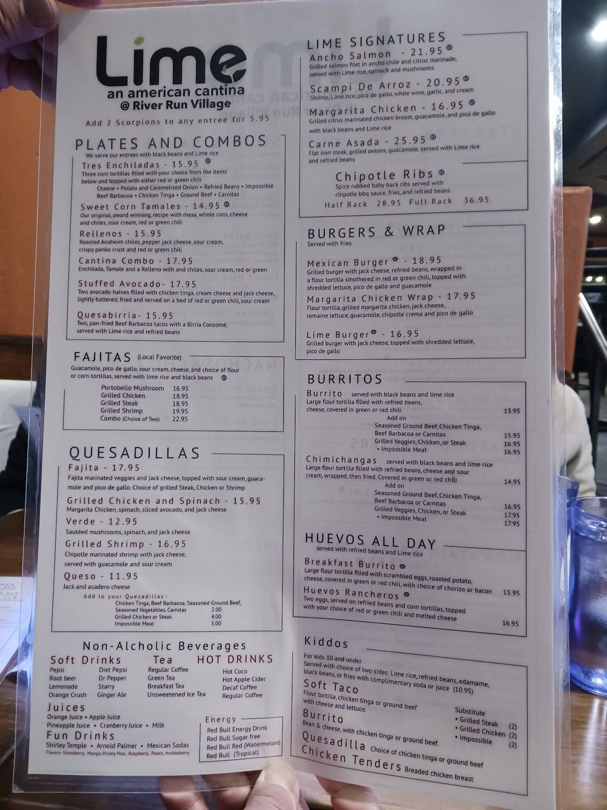 Lime - An American Cantina меню