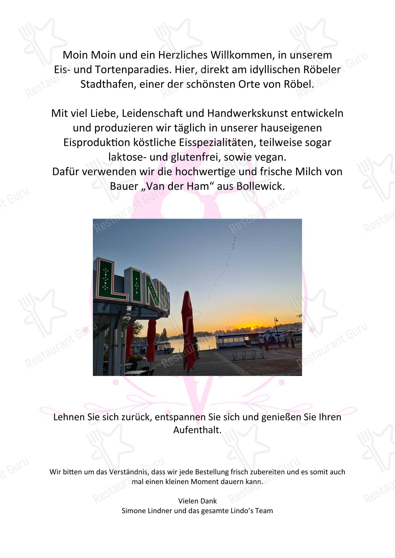Меню кафе Lindo`s