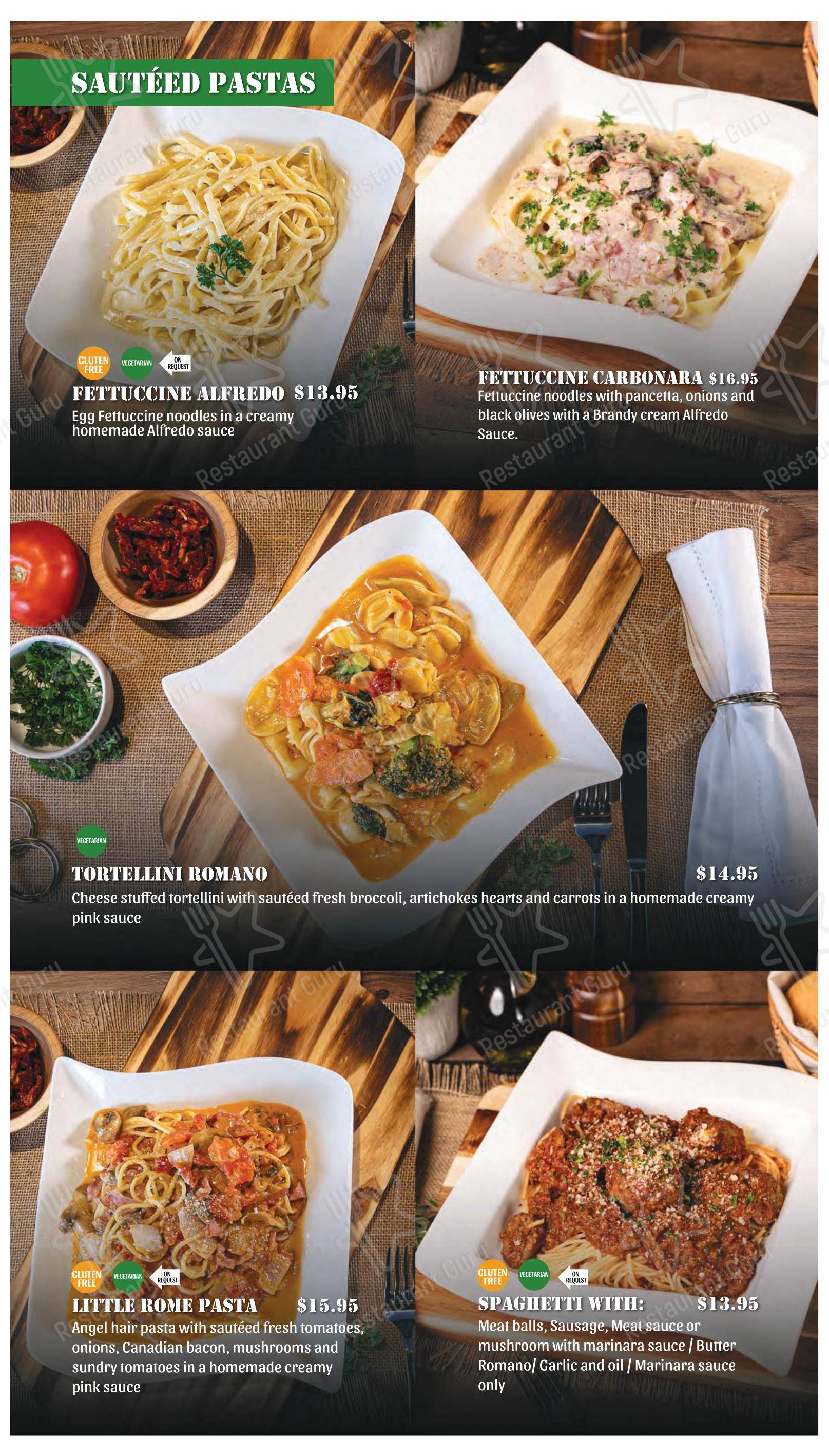 Меню пиццерии Little Rome Restaurant & Pizza