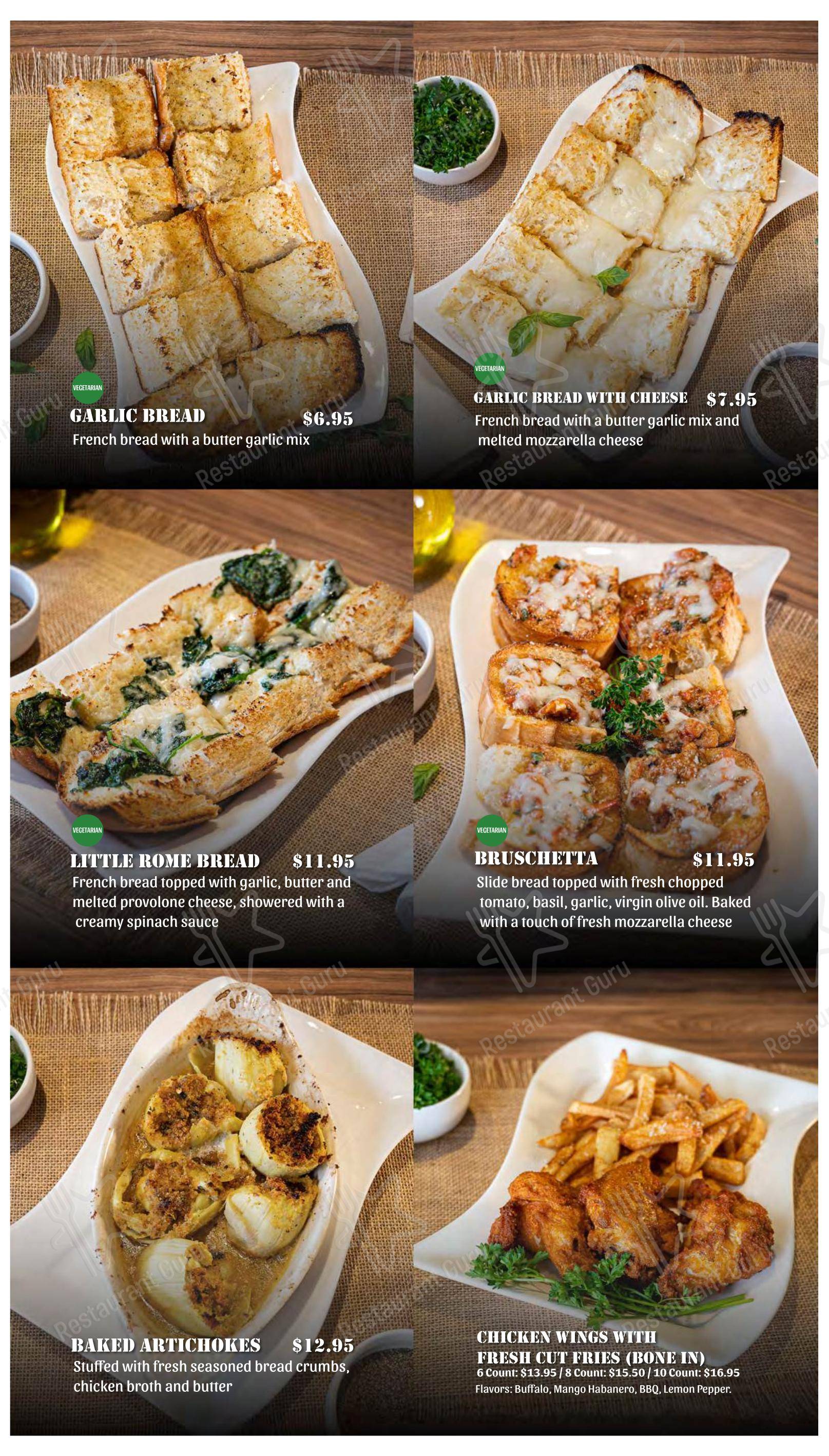 Меню пиццерии Little Rome Restaurant & Pizza в Плано