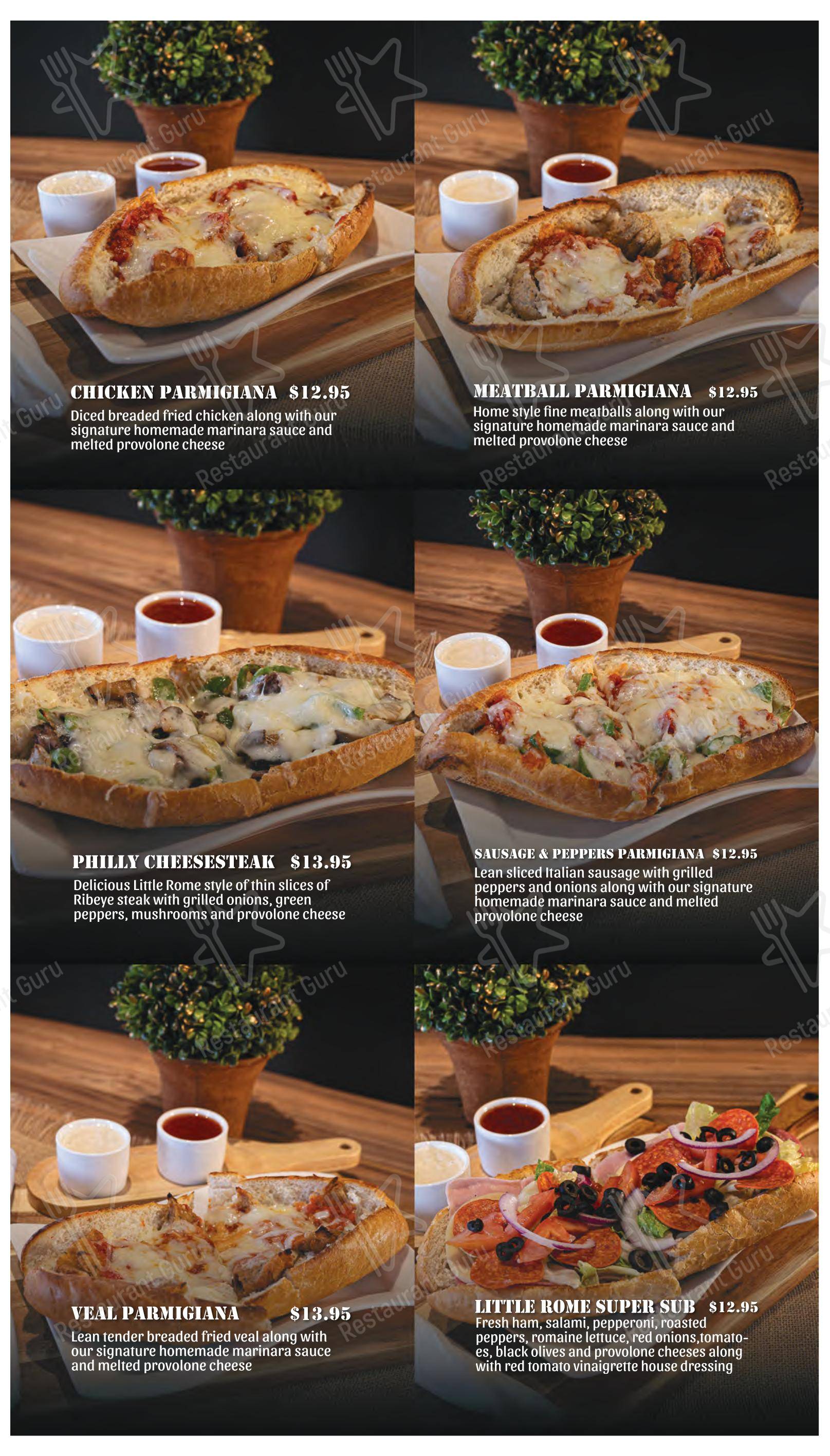 Меню пиццерии Little Rome Restaurant & Pizza