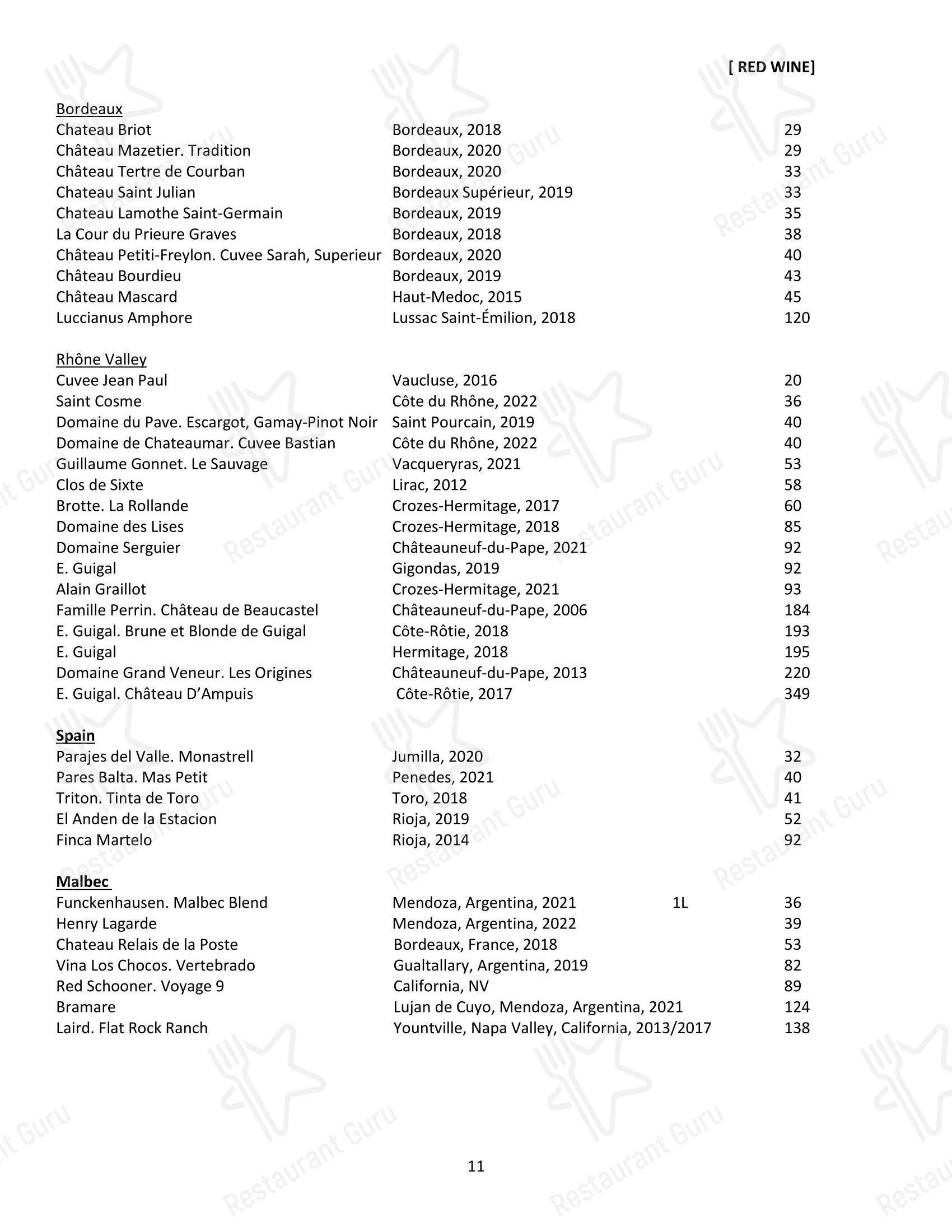 Wine Menu ресторана Local 463 в Риджленде