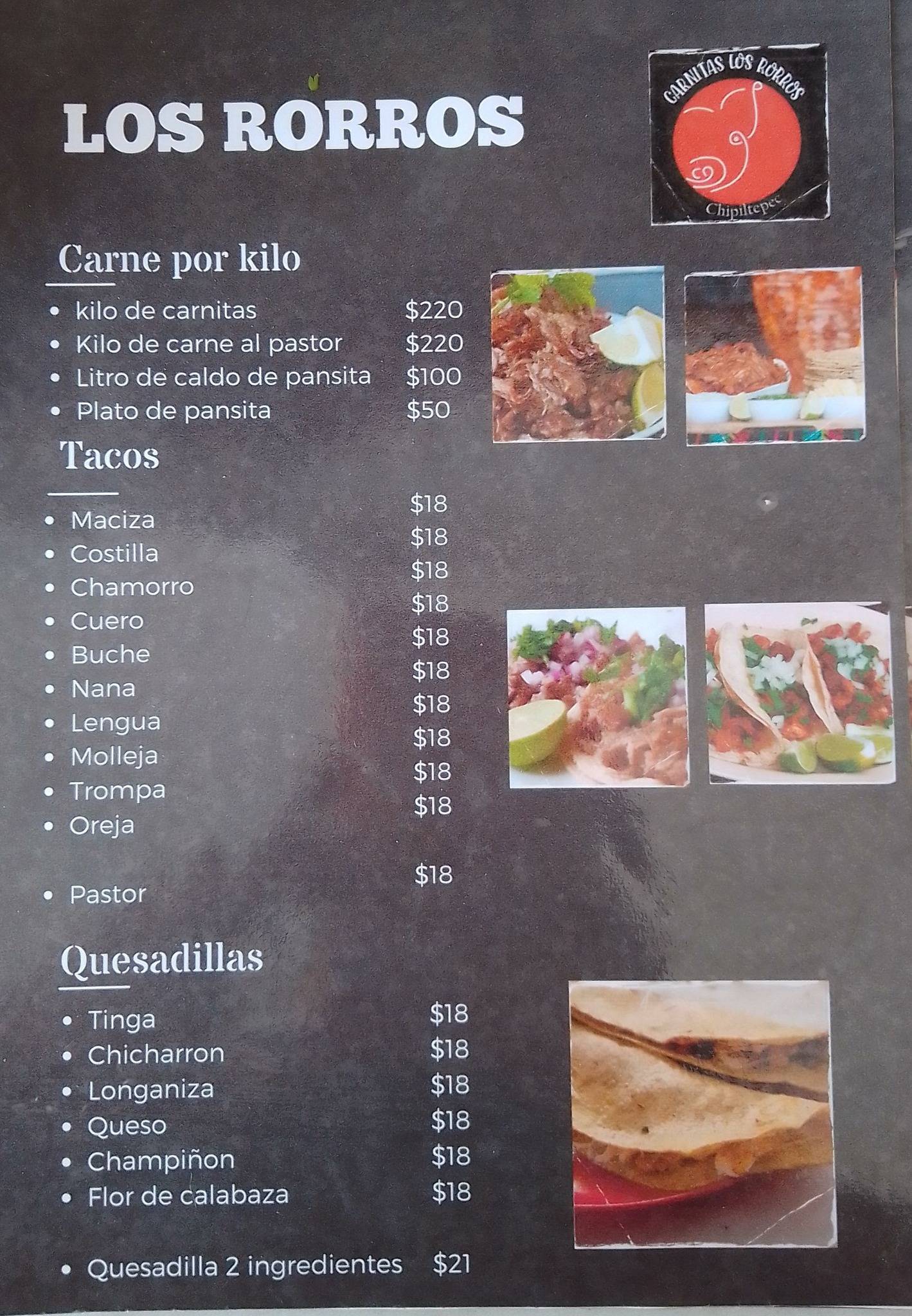 Los Rorros меню