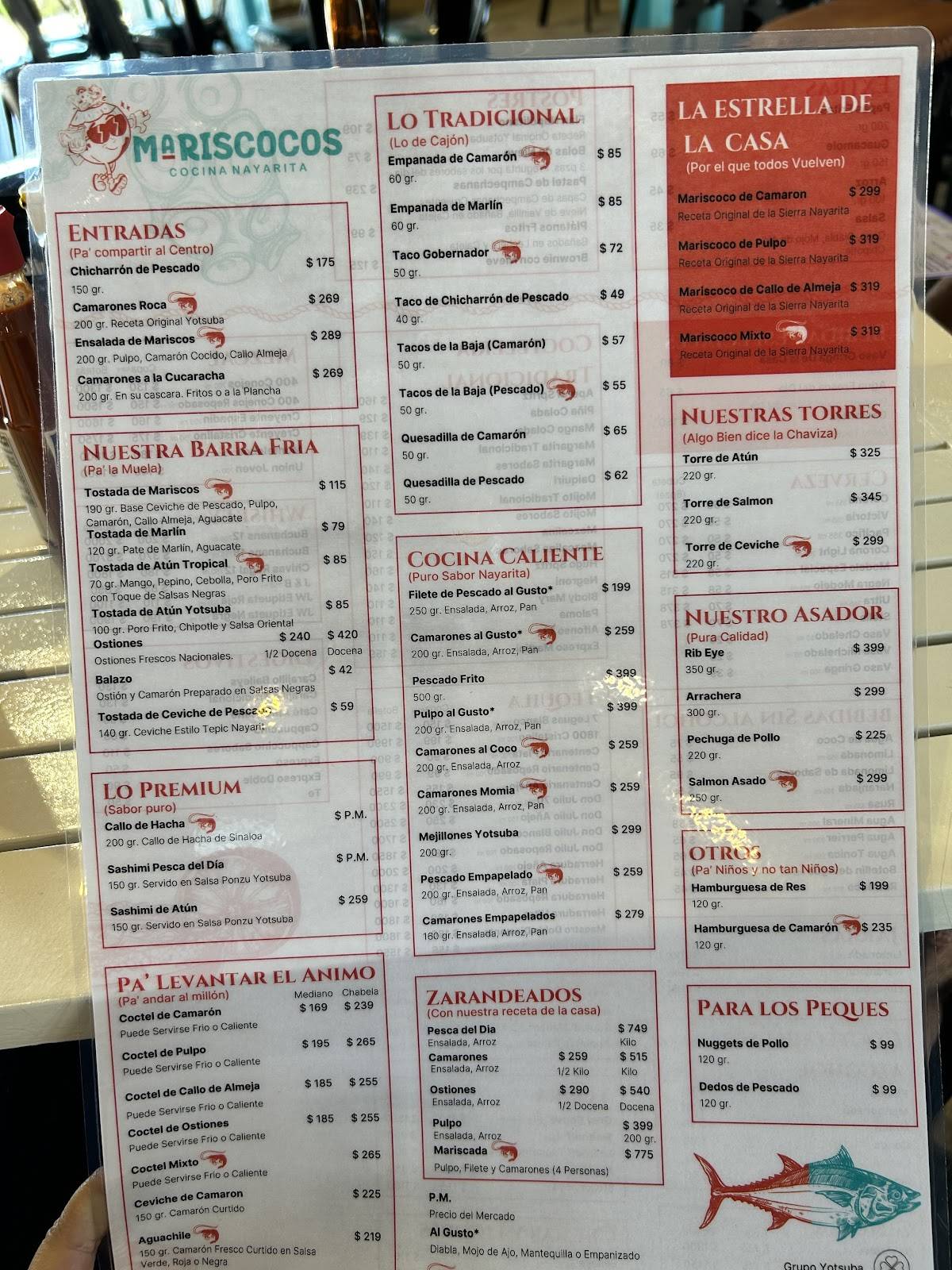 MARISCOCOS меню