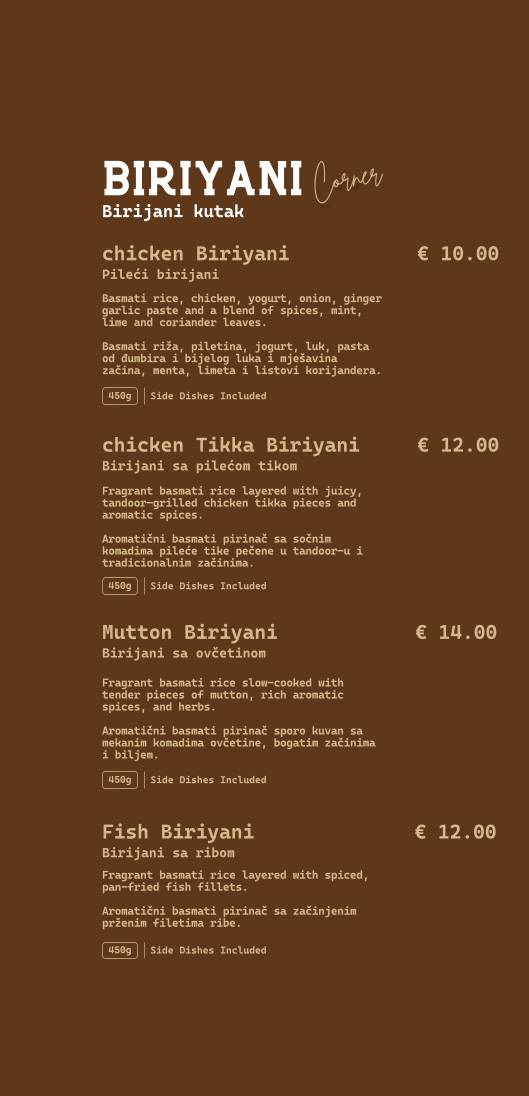 MASLACA MASALA Indian Restaurant in Montenegro. меню