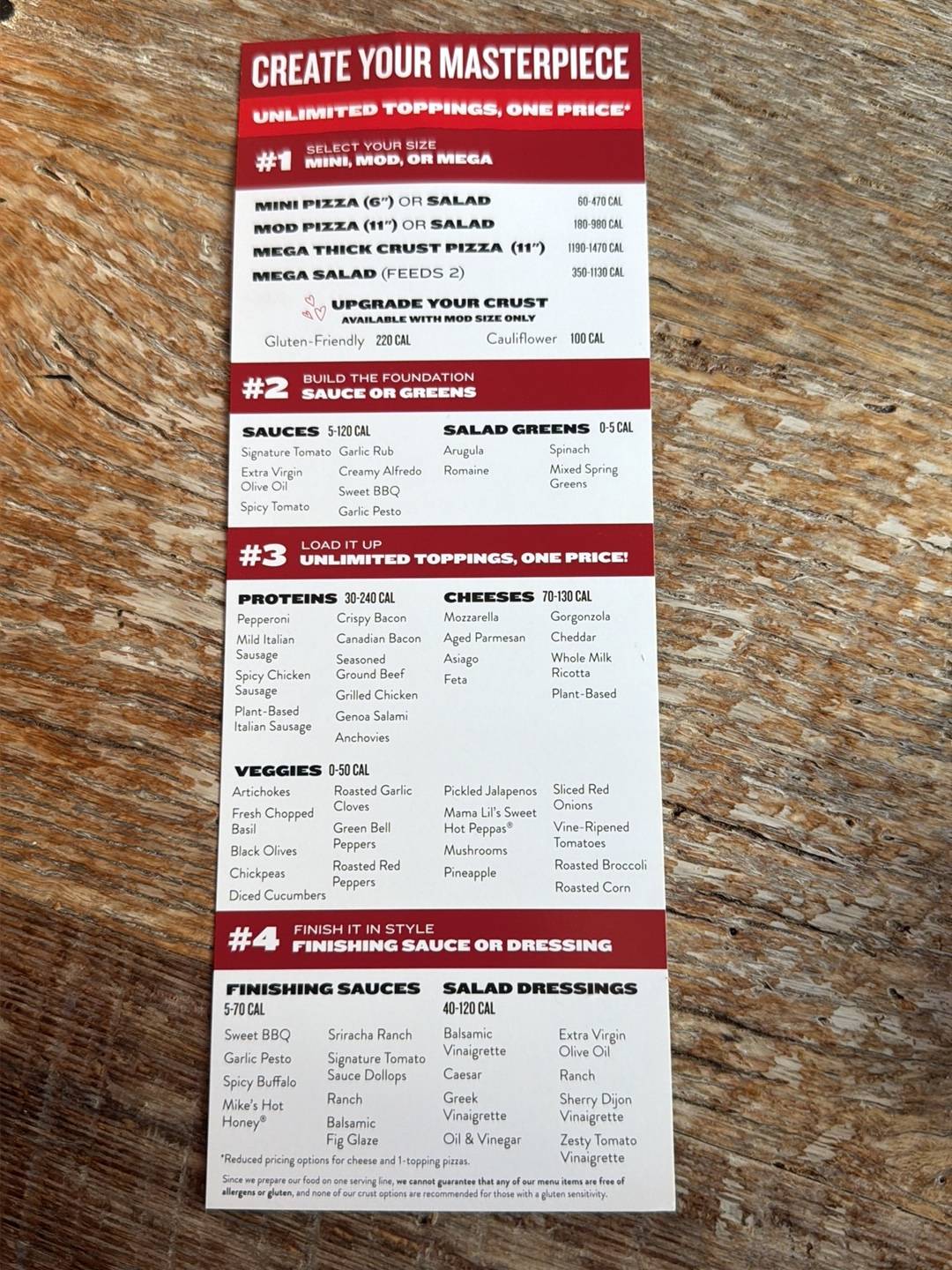 MOD Pizza меню