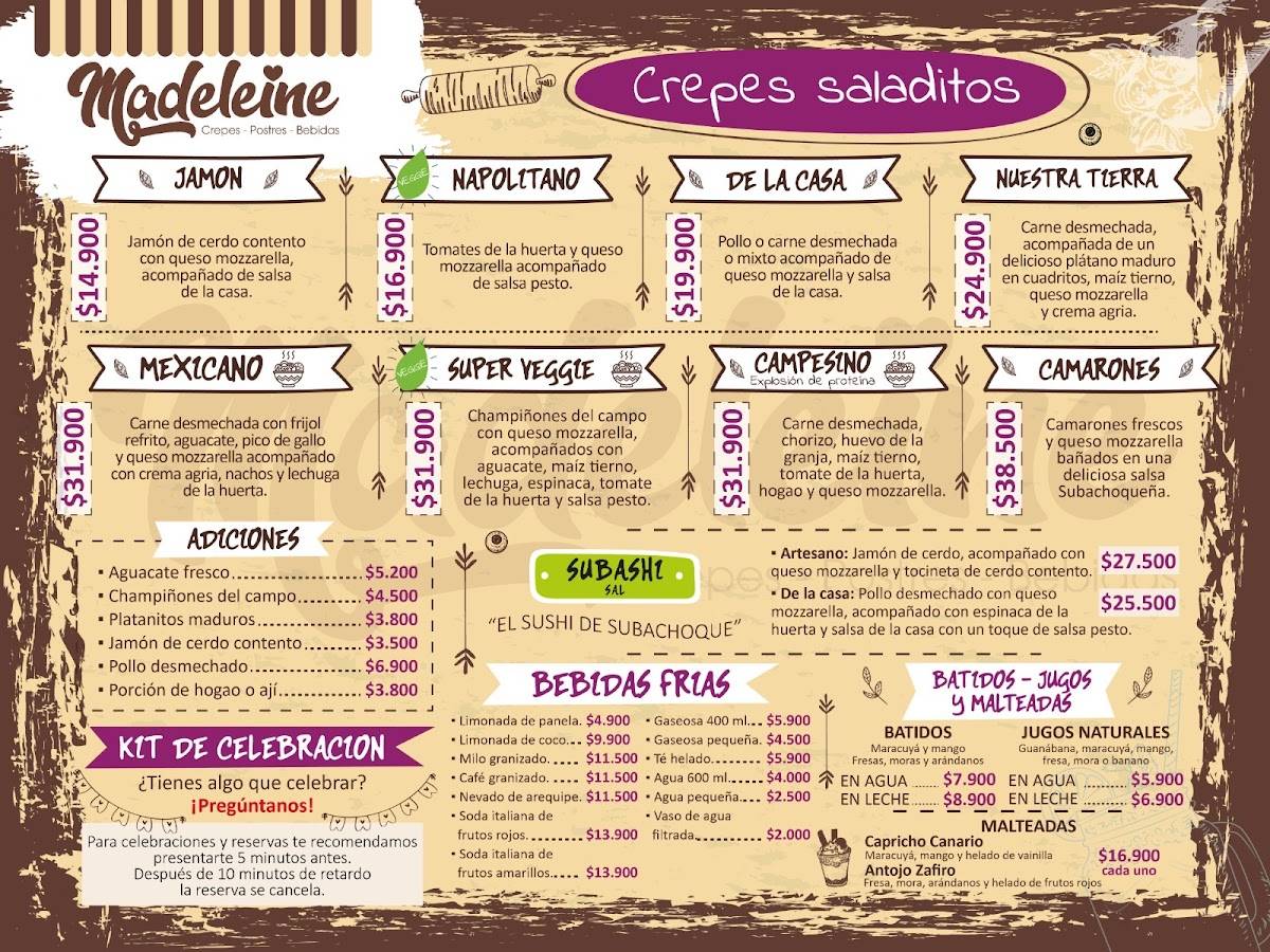 Madeleine Crepes меню
