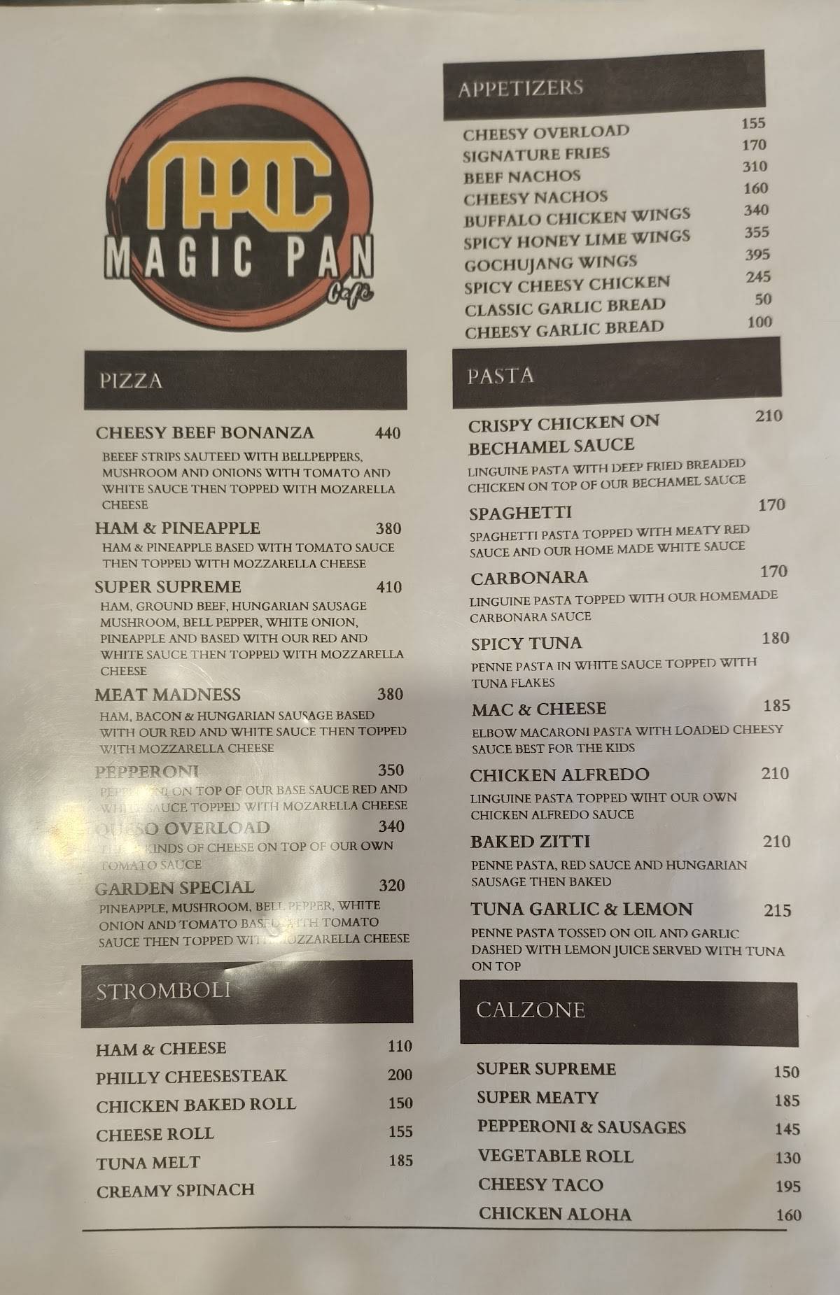 Magic Pan Cafe меню