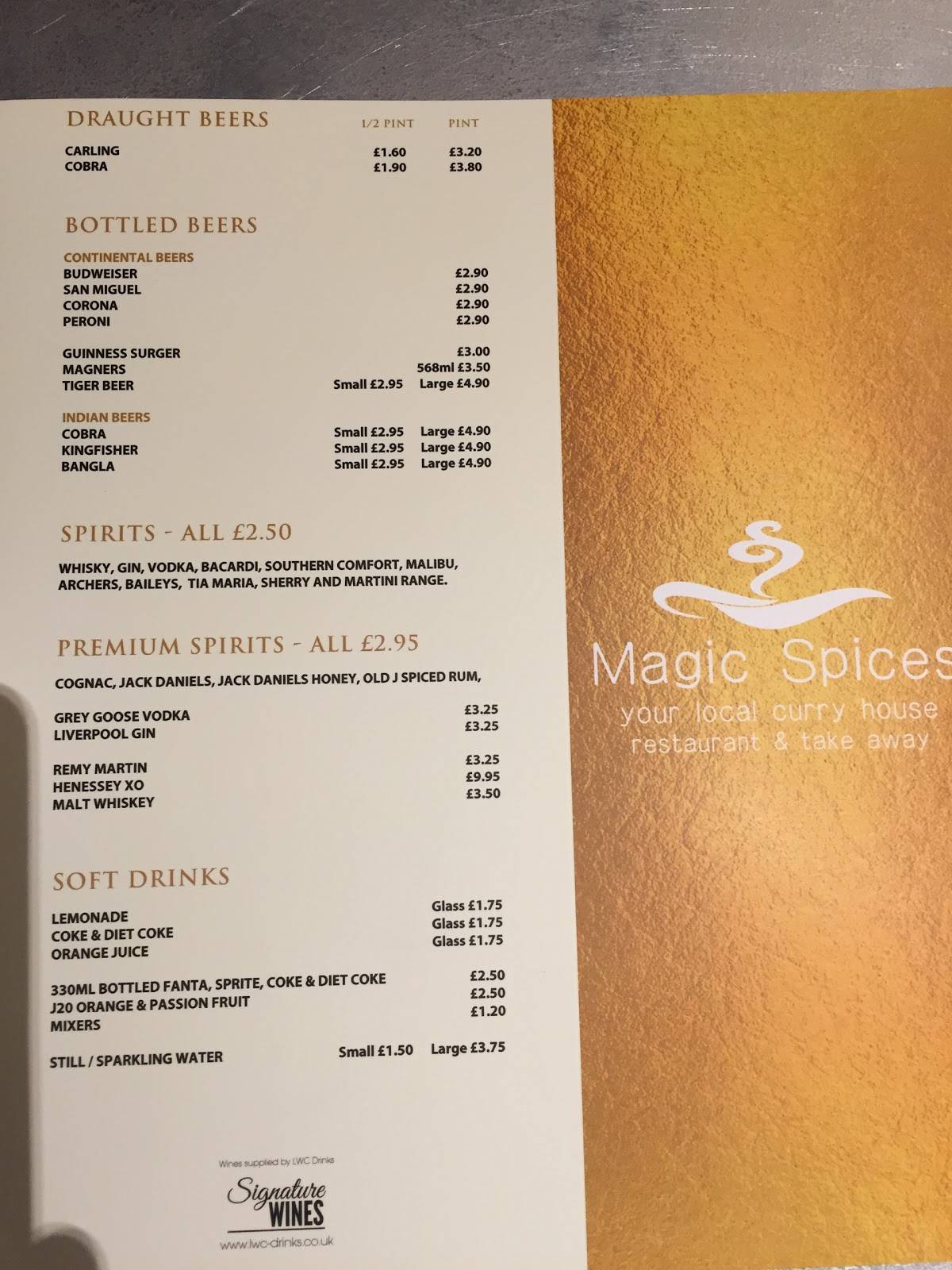 Magic Spices Indian Restaurant & Takeaway меню
