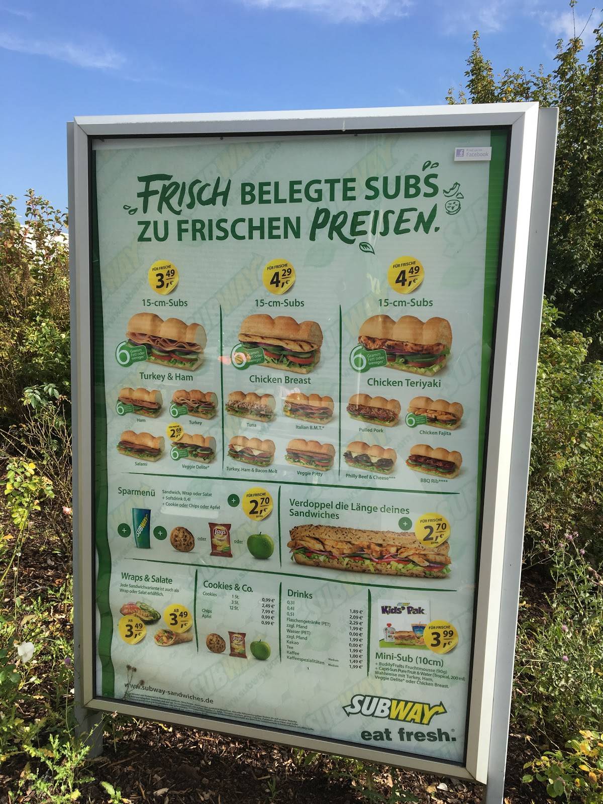 Subway меню