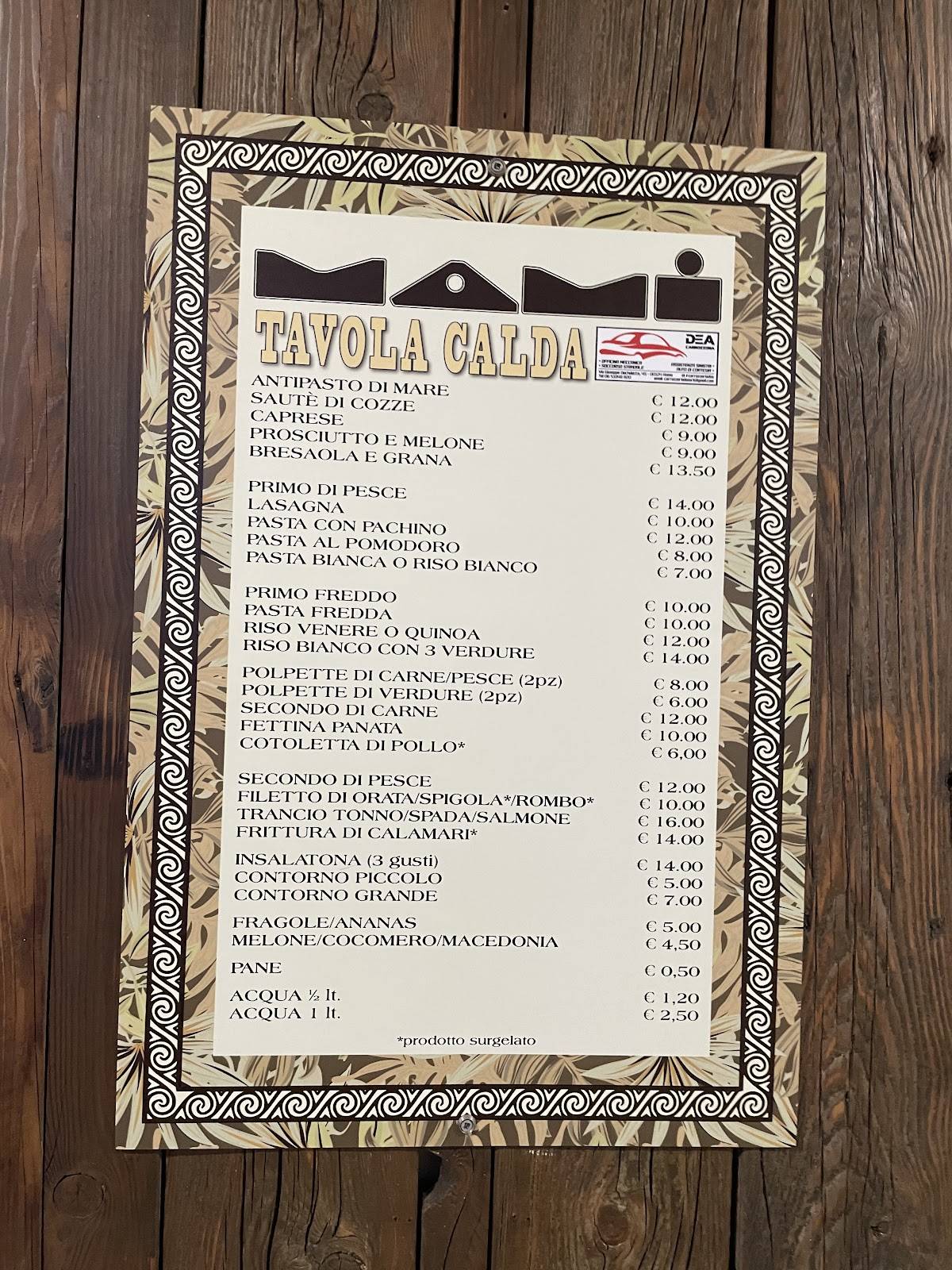 Mami Ostia Stabilimento Pizzeria меню