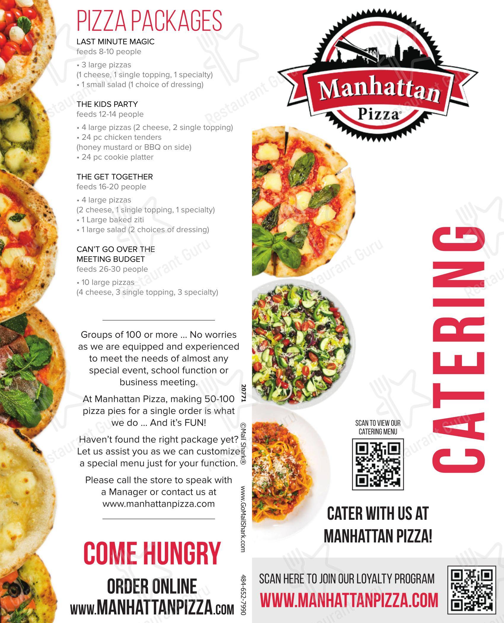Меню пиццерии Manhattan Pizza