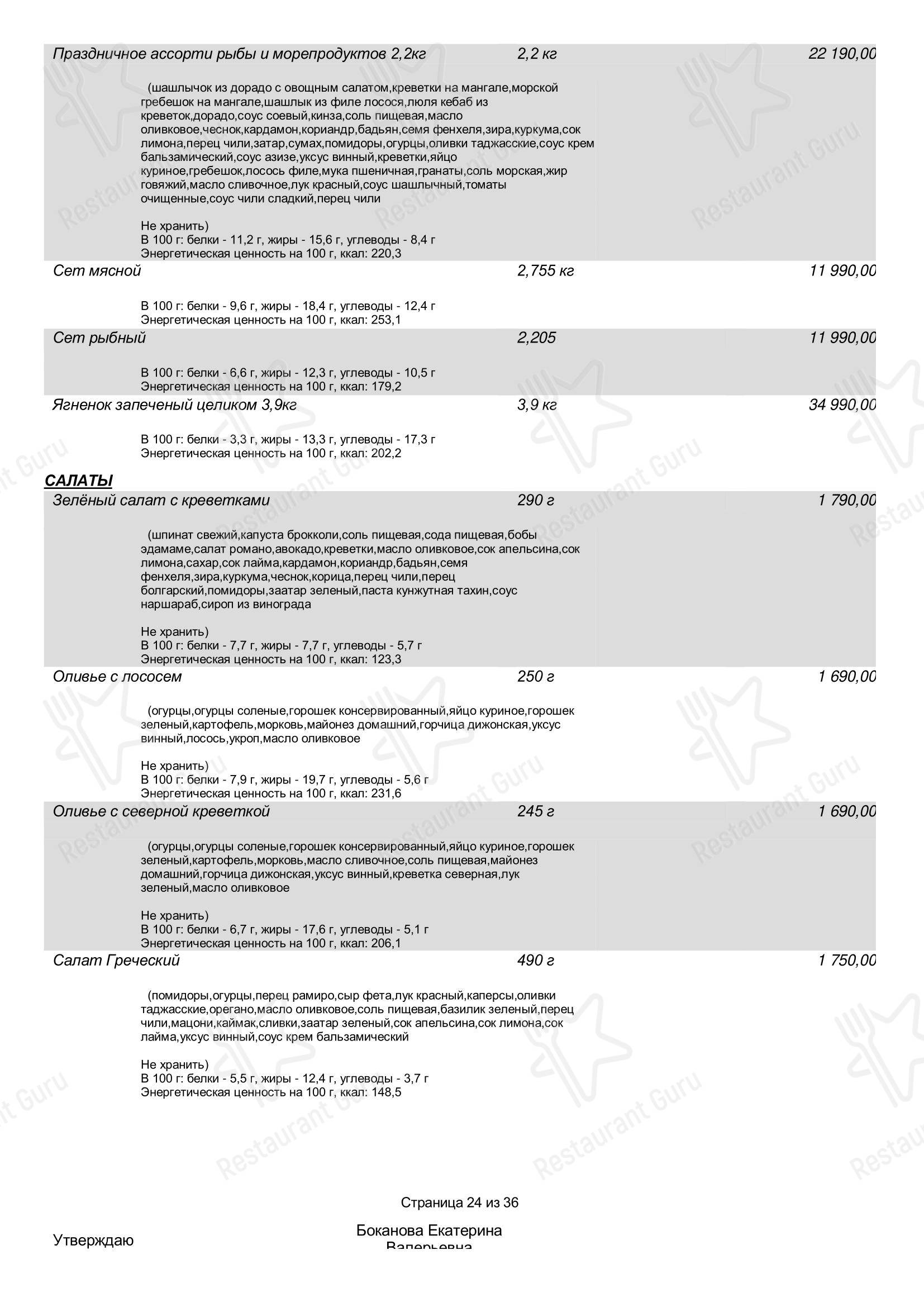 Drink menu ресторана Maroon в Москве