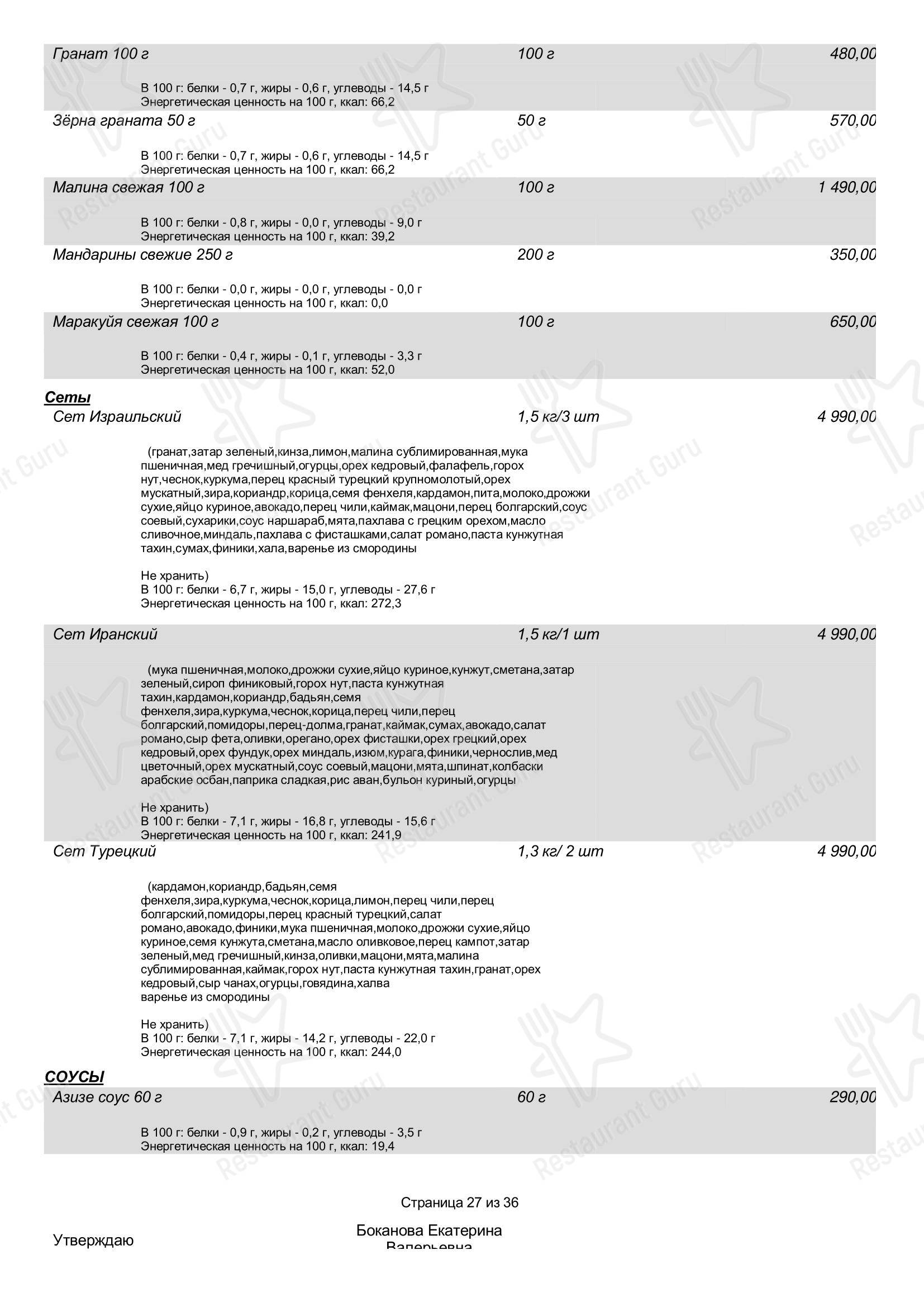 Меню ресторана Maroon - Drink menu