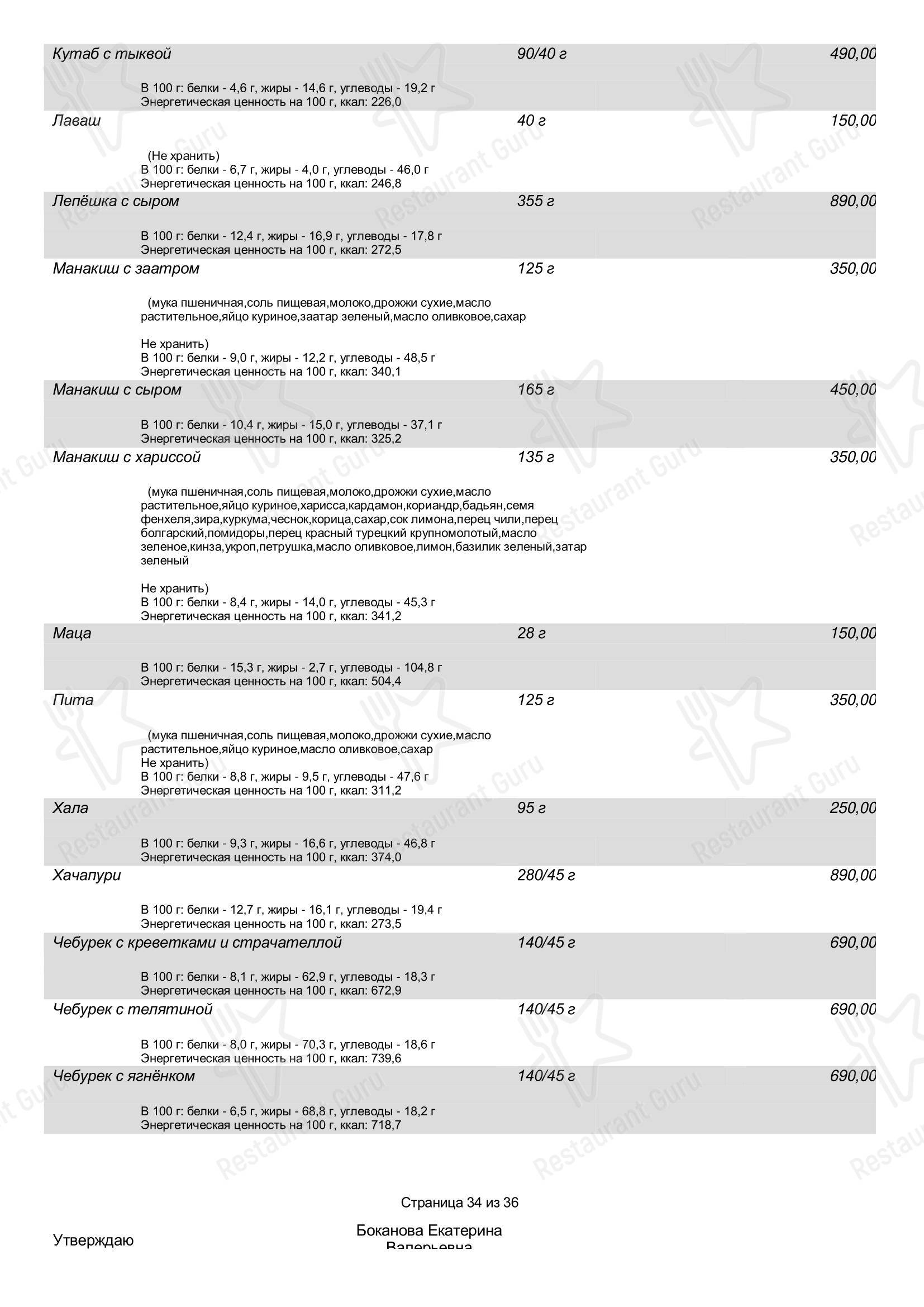 Меню ресторана Maroon - Drink menu