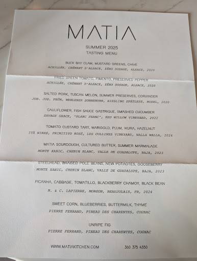 Matia Kitchen меню