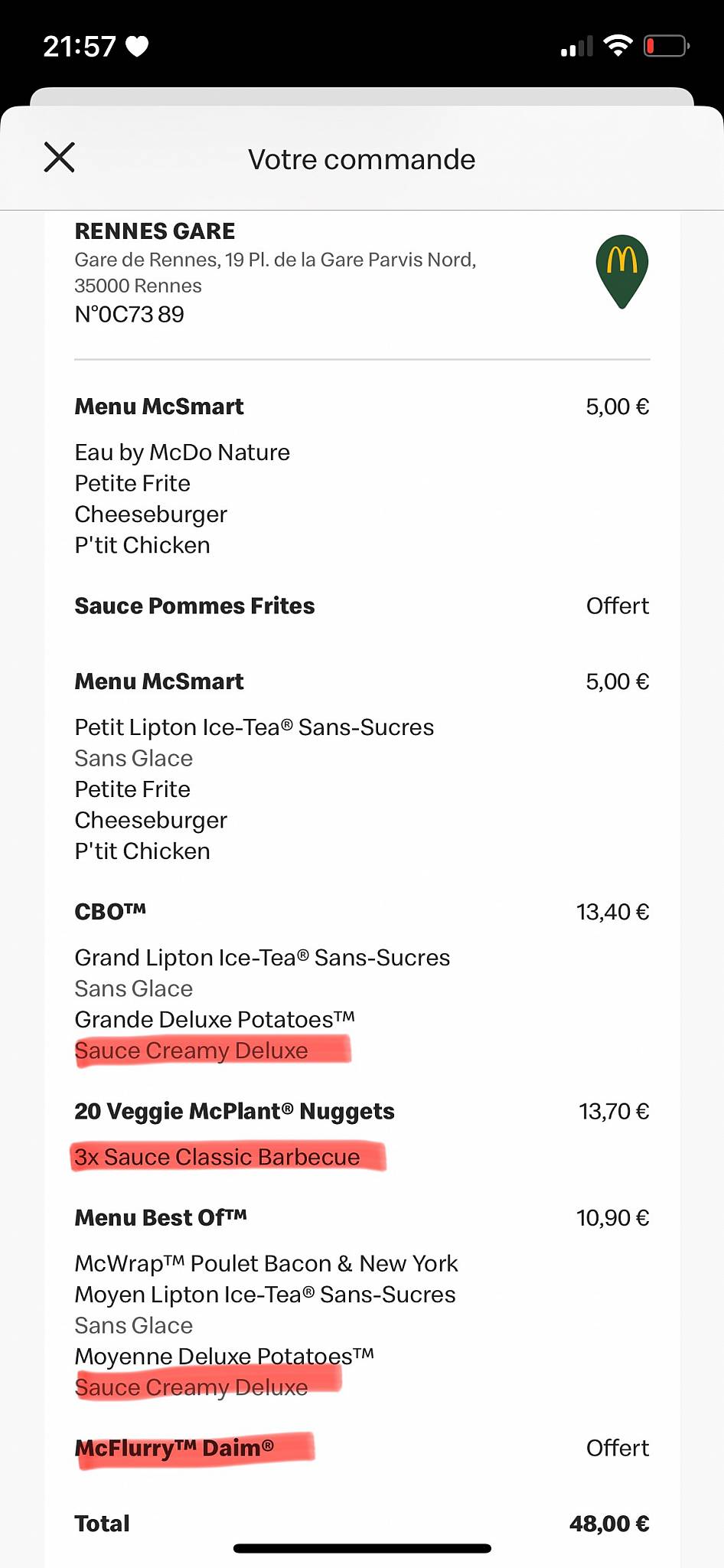 Mcdonald's меню