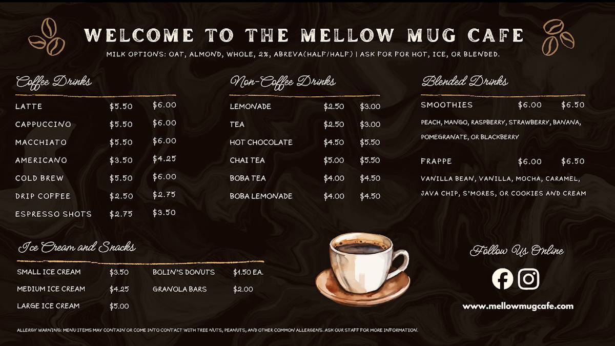 Mellow Mug Cafe меню
