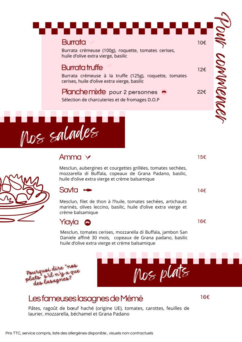 Mémé Rina • Pizzeria de quartier Chatou меню