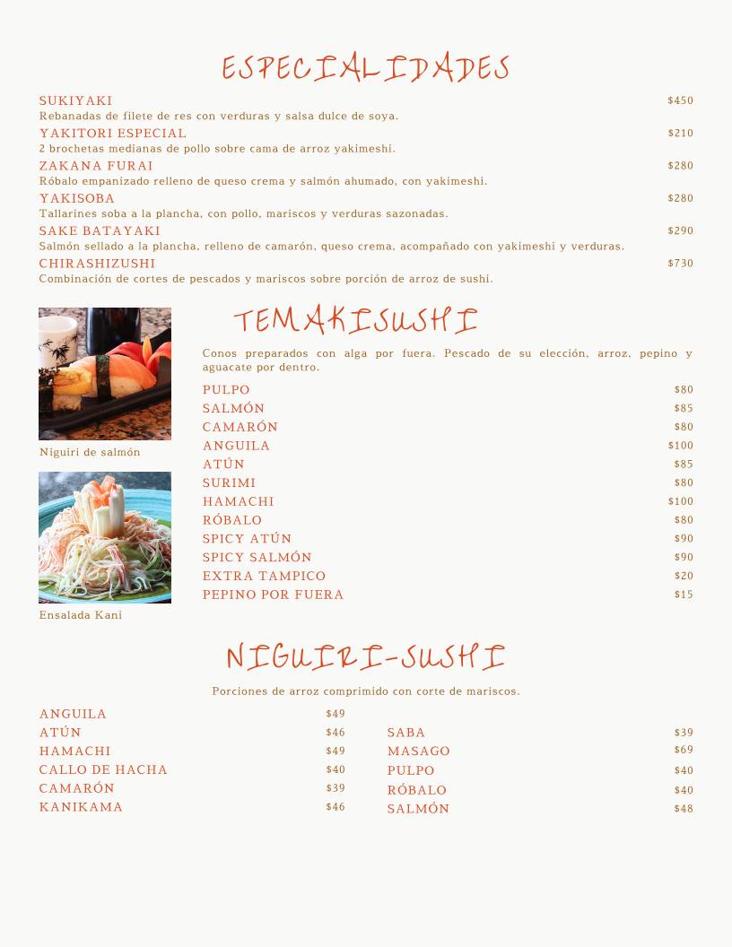 Campay Sushi меню