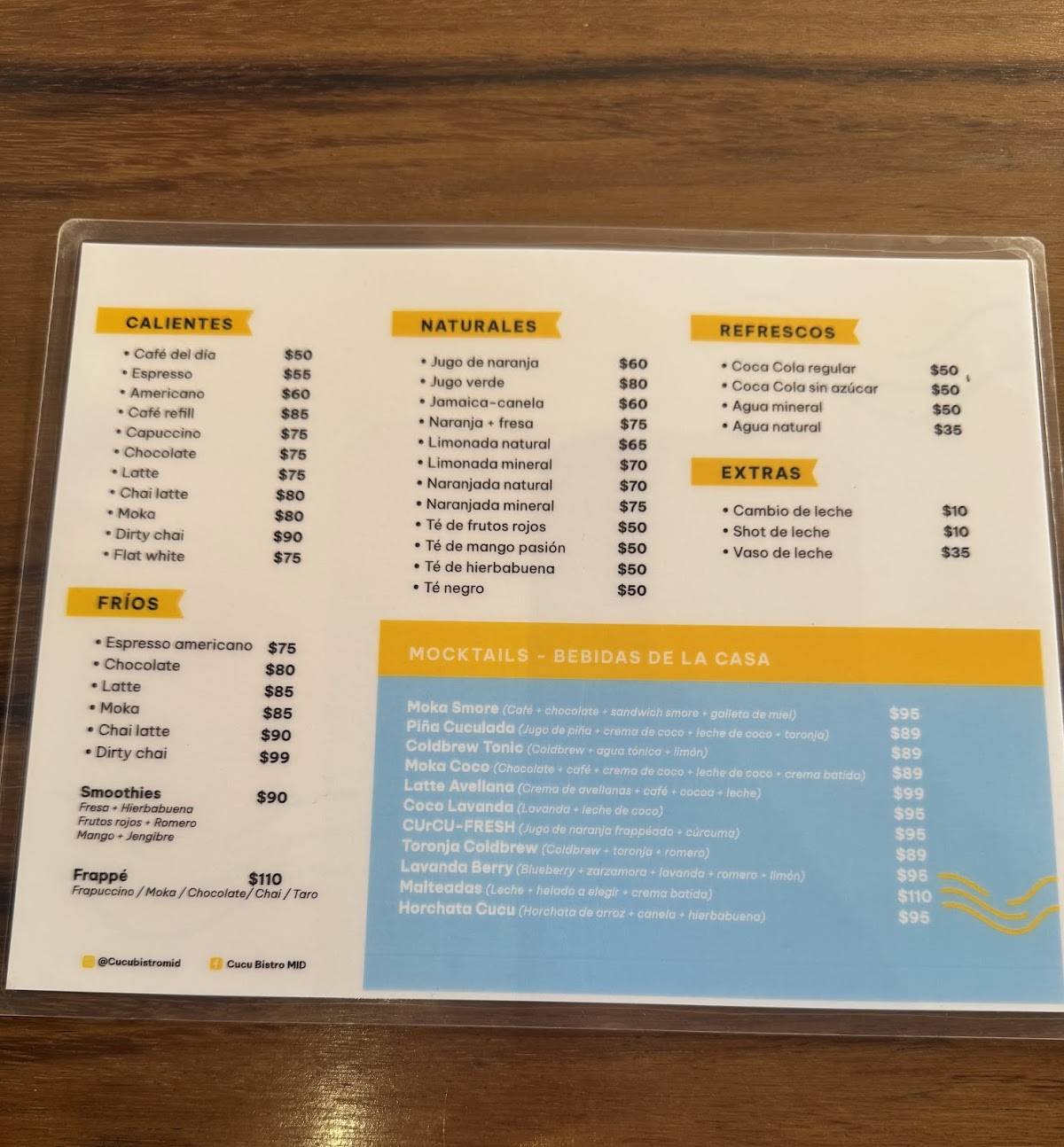 Cucu Bistro Norte меню