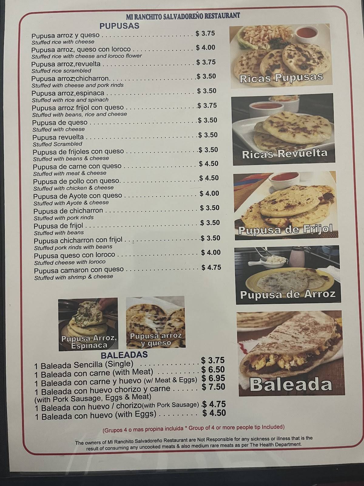 Mi Ranchito Salvadoreño меню