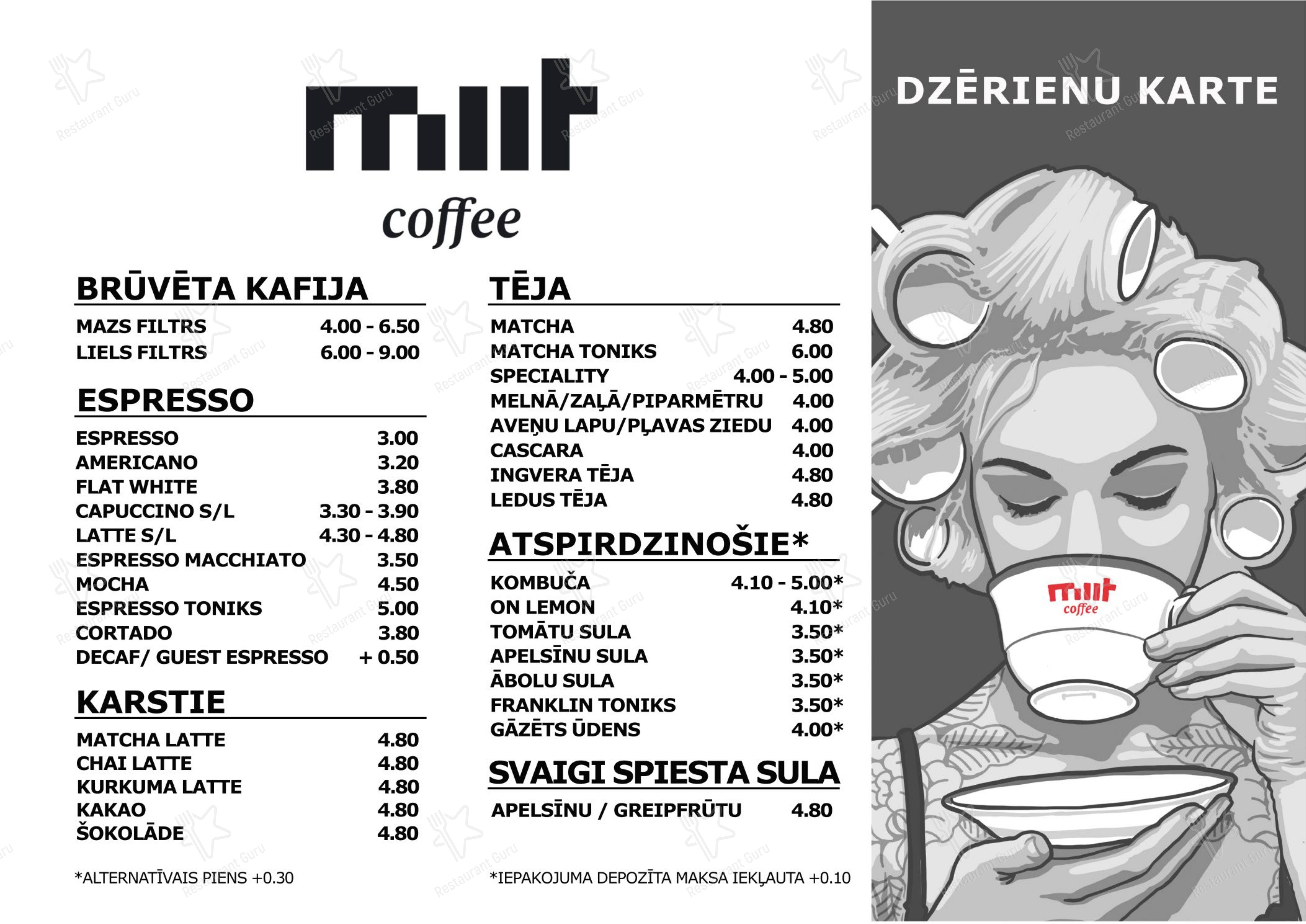菜单 ресторана MiiT Coffee