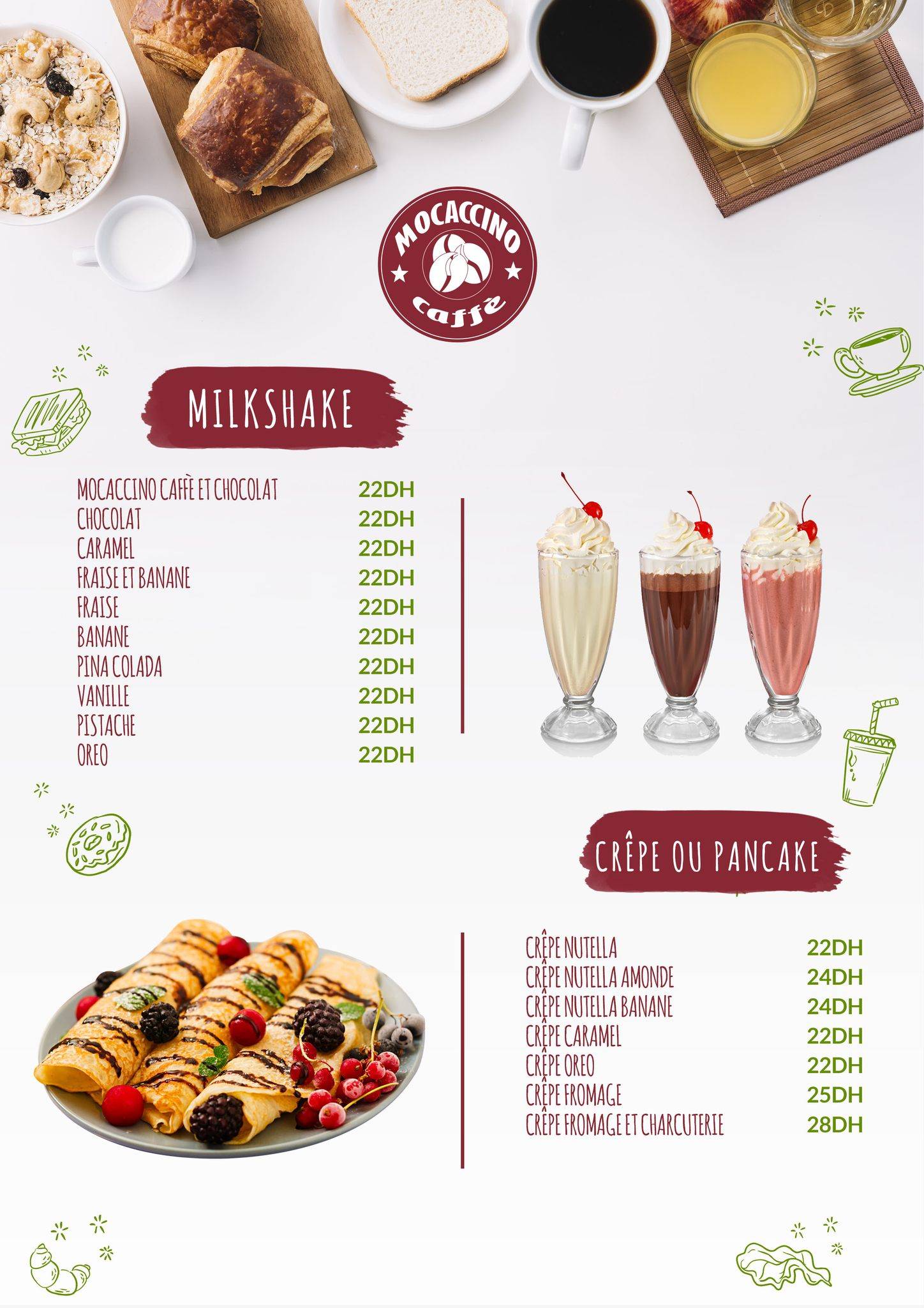 Mocaccino caffé Rabat меню