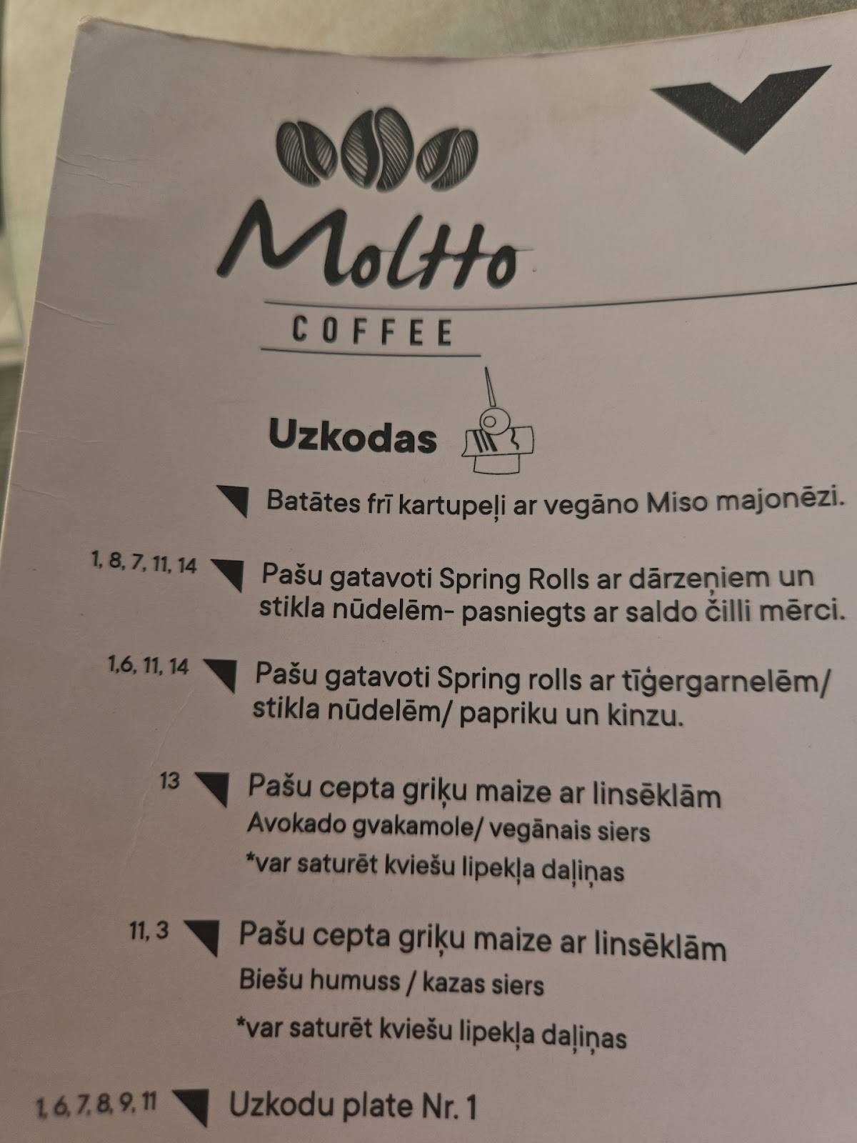 Moltto Coffee меню