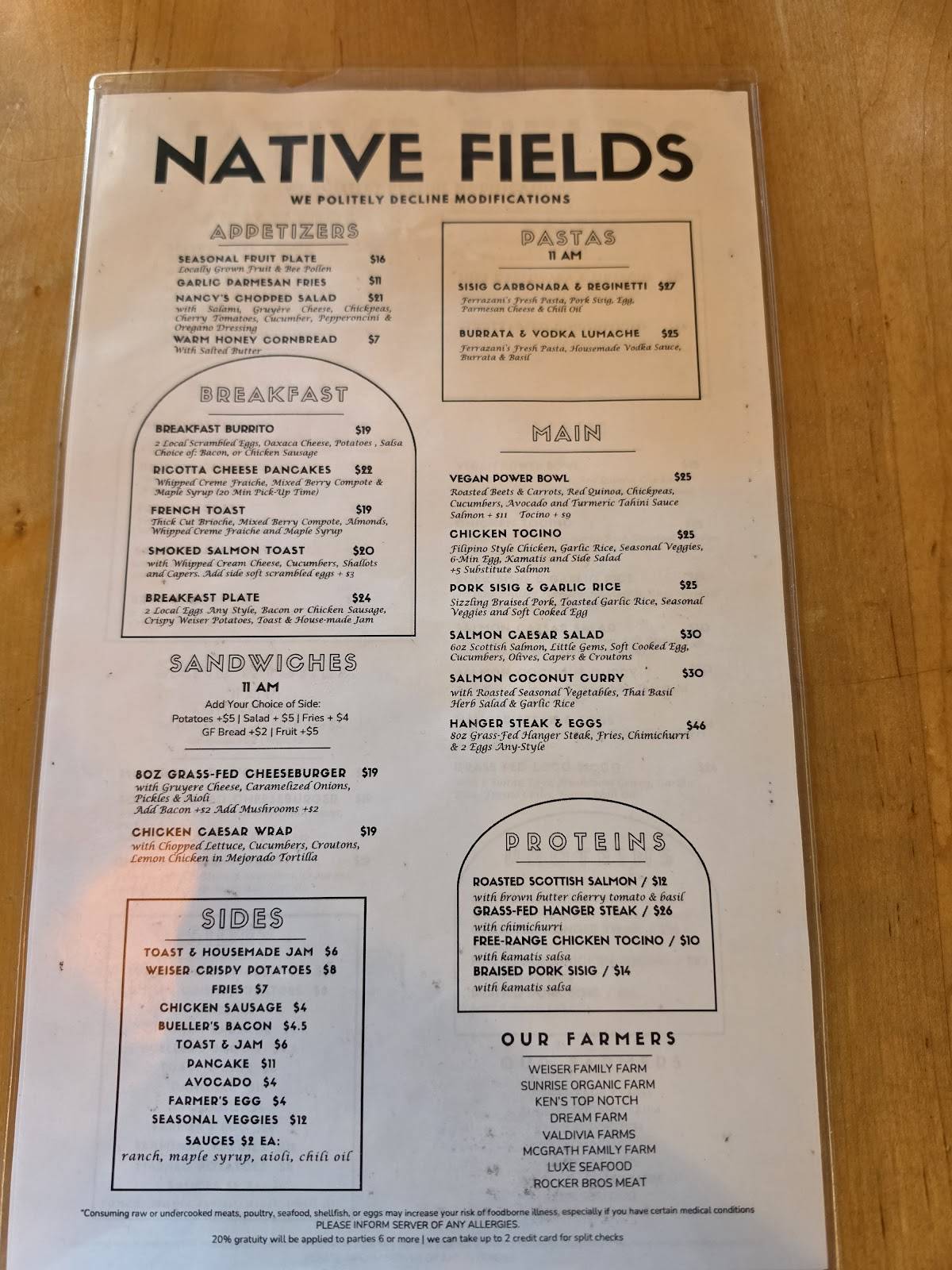 Native Fields меню