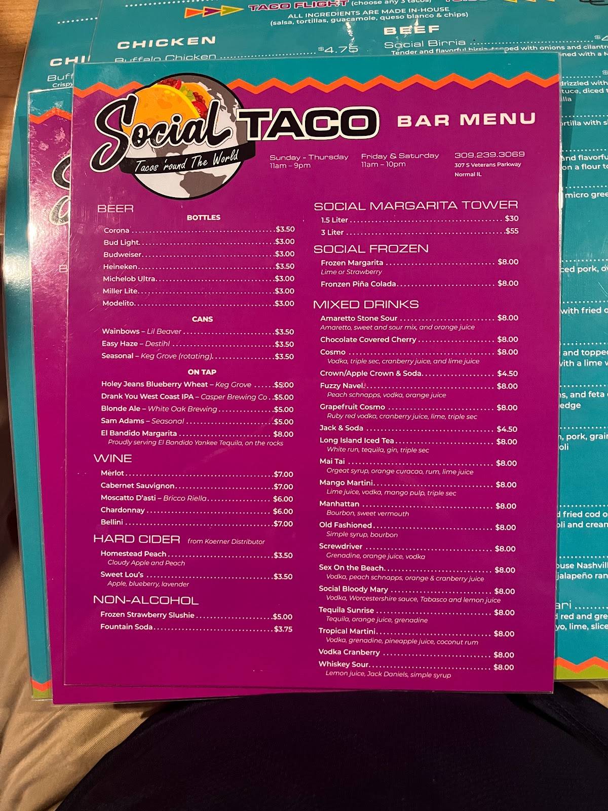 Social Taco меню