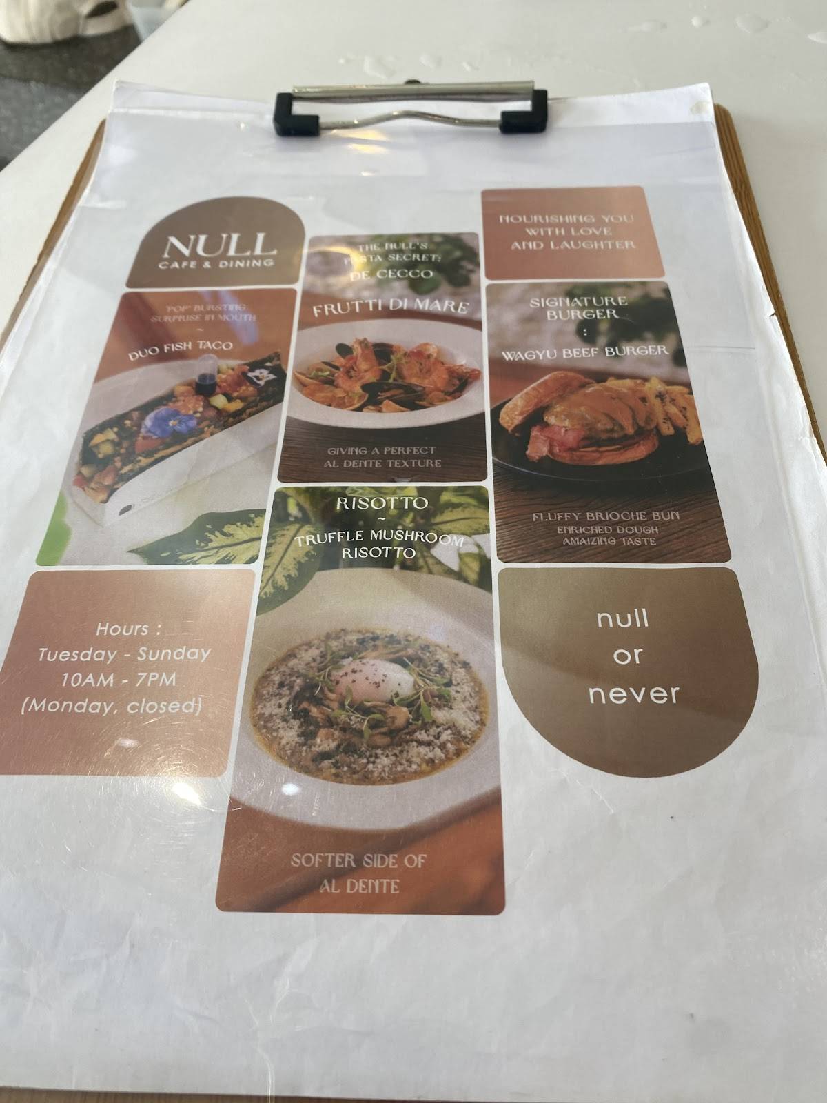 Null Cafe меню