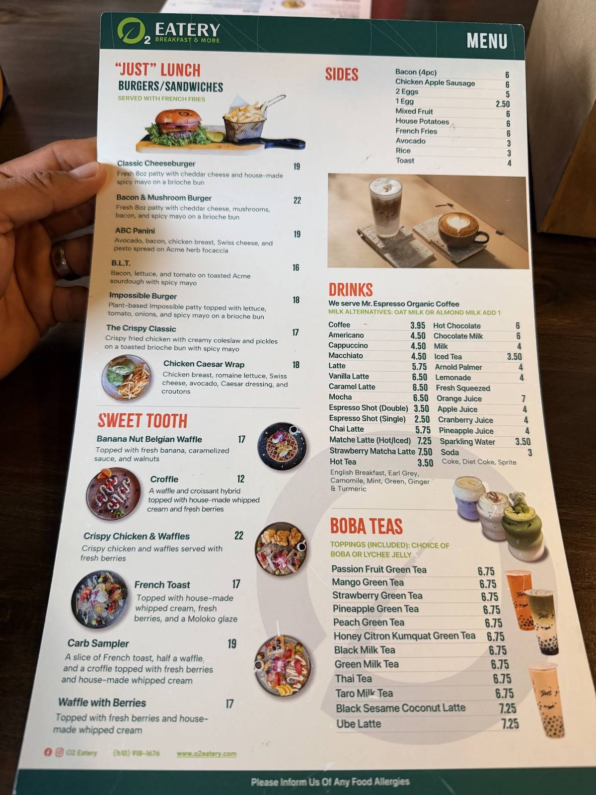O2 Eatery меню