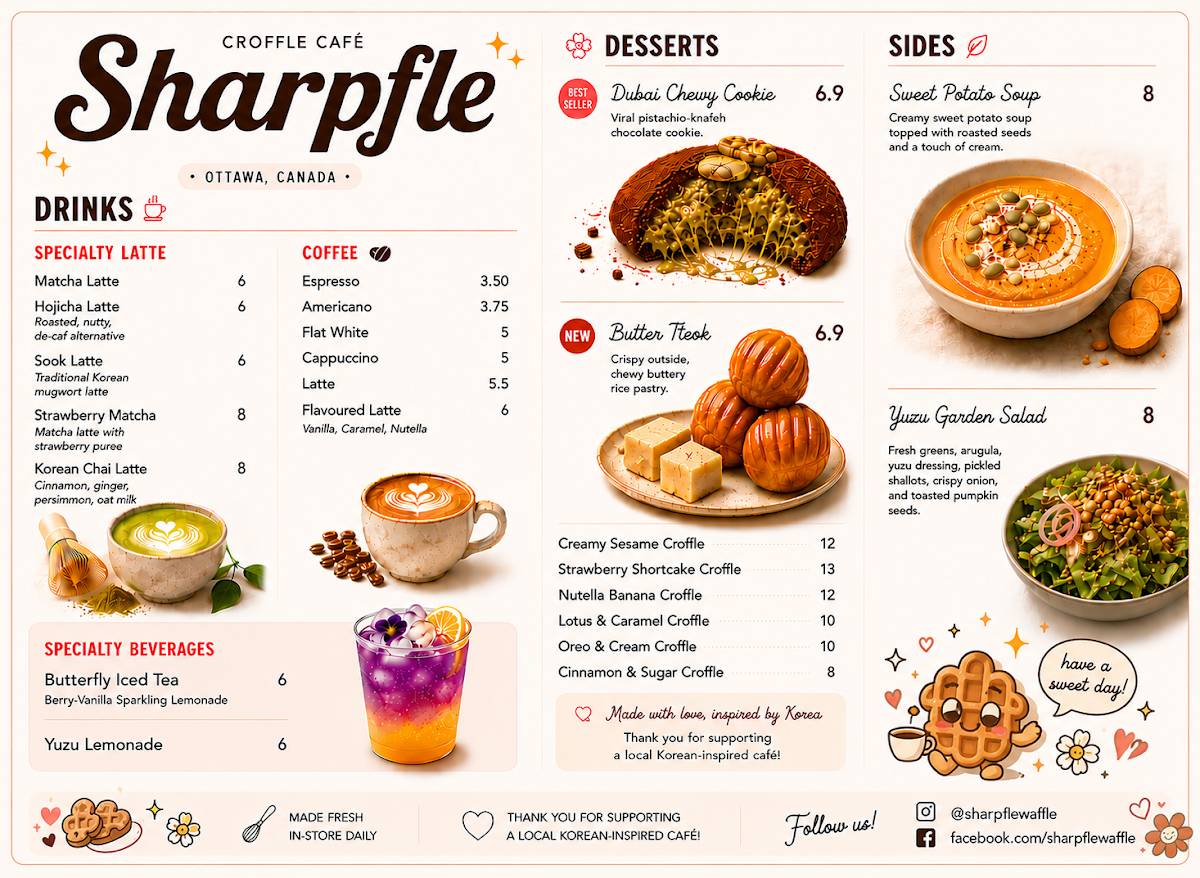 Sharpfle Waffle меню