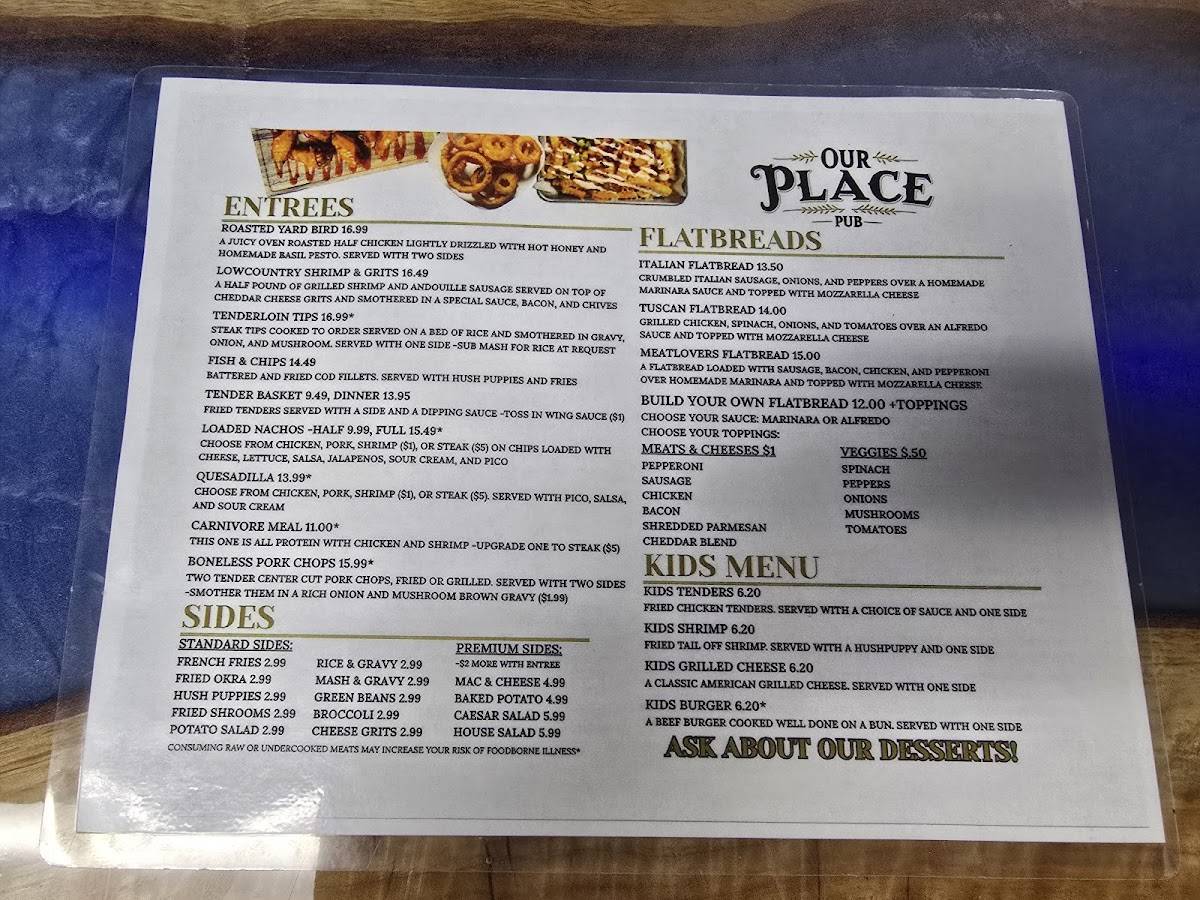 Our Place Pub меню