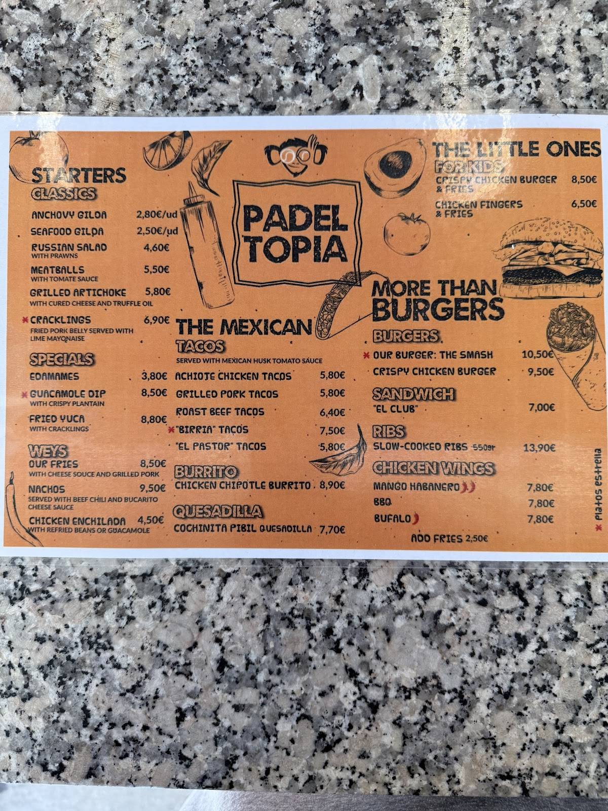Padeltopía Rota меню