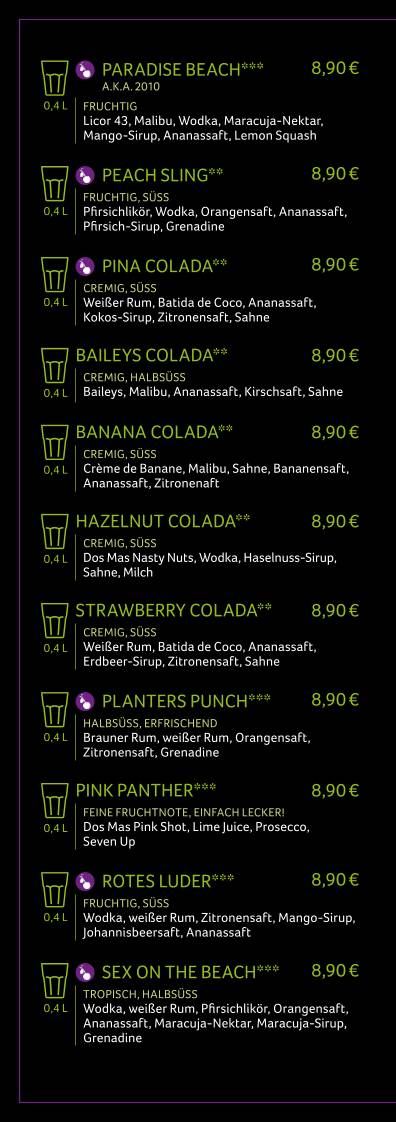 Weekend Cocktailbar меню
