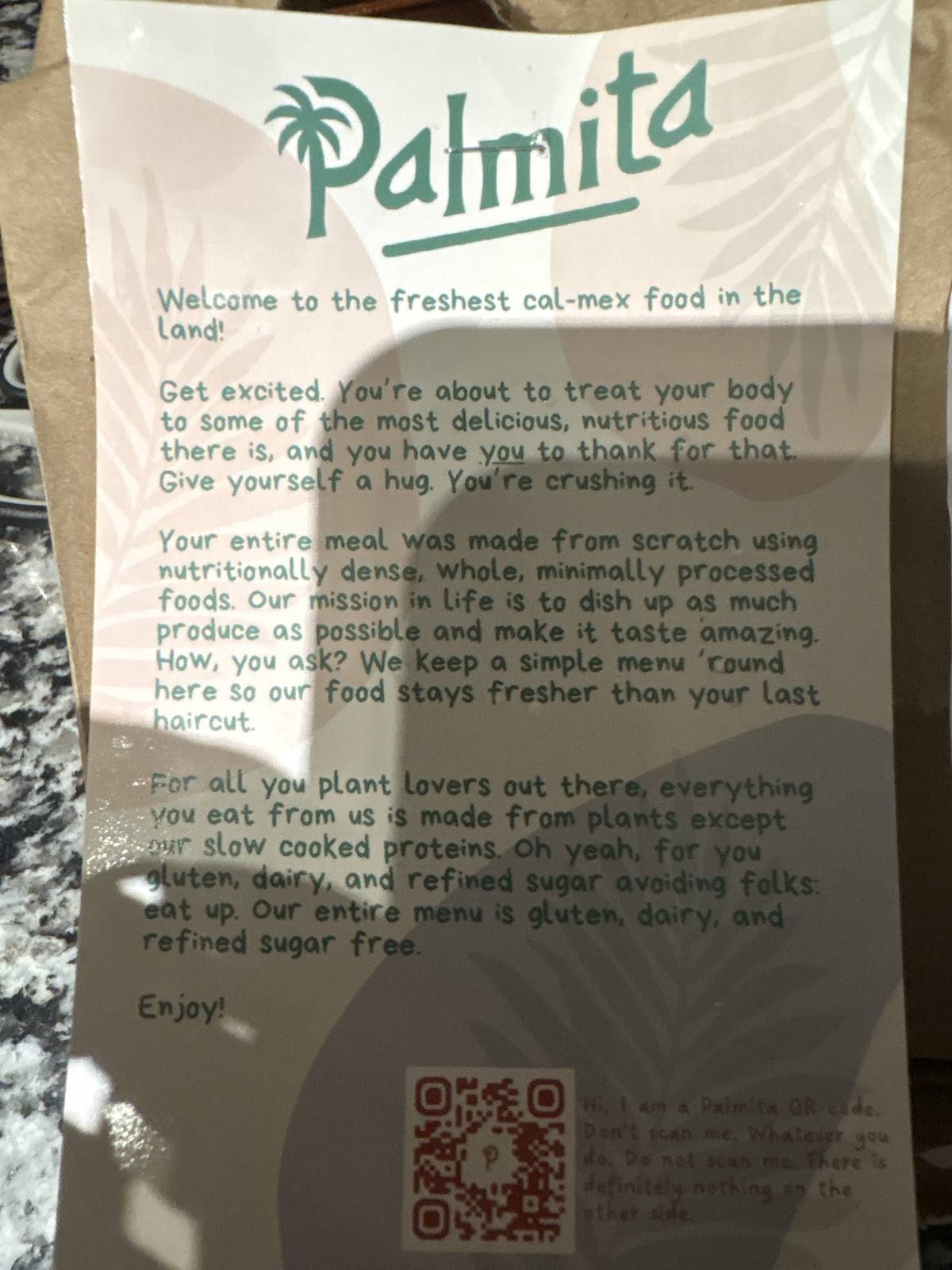 Palmita меню