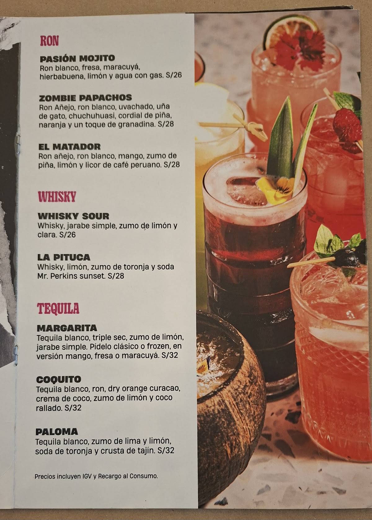 Papacho's меню